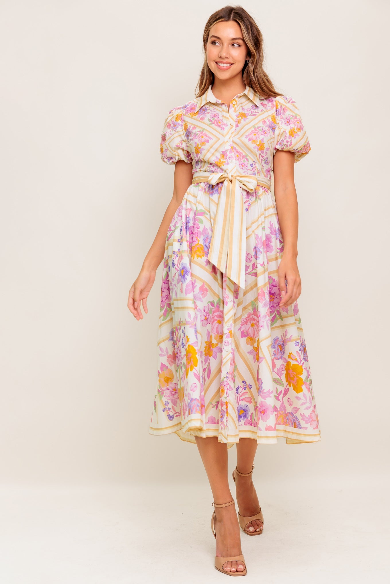 PETAL WHISPER WOVEN MIDI DRESS