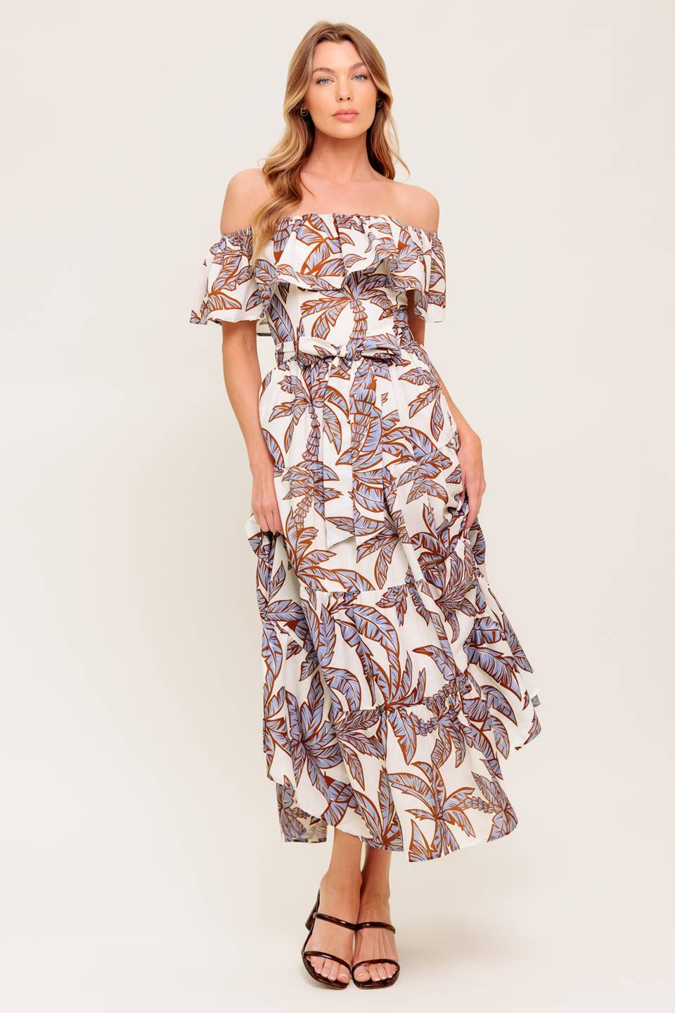 LILY GARDEN LAVENDER WOVEN MIDI DRESS