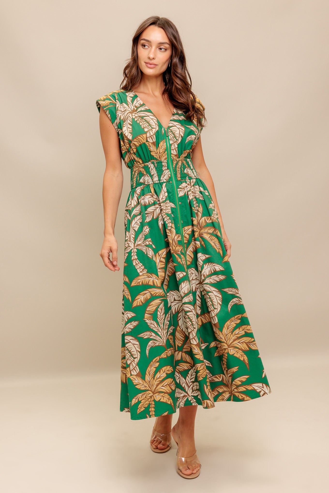 LUSH STILLNESS WOVEN MIDI DRESS