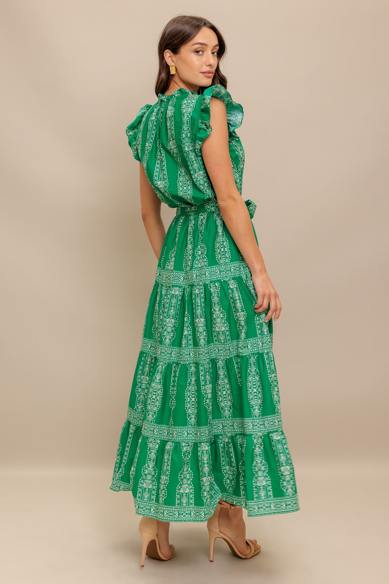 TROPICAL TWIRL WOVEN MIDI DRESS