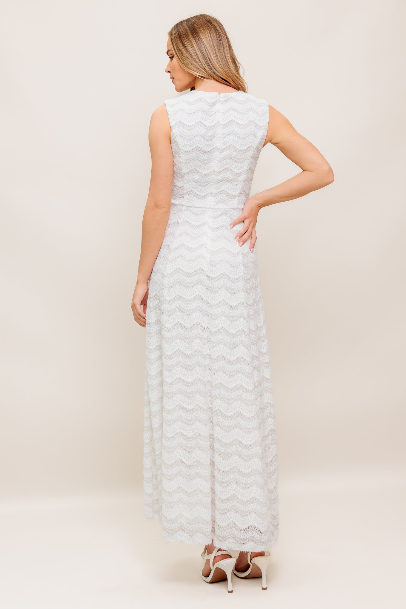 HEARTFELT CREAM WOVEN LACE ANKLE DRESS