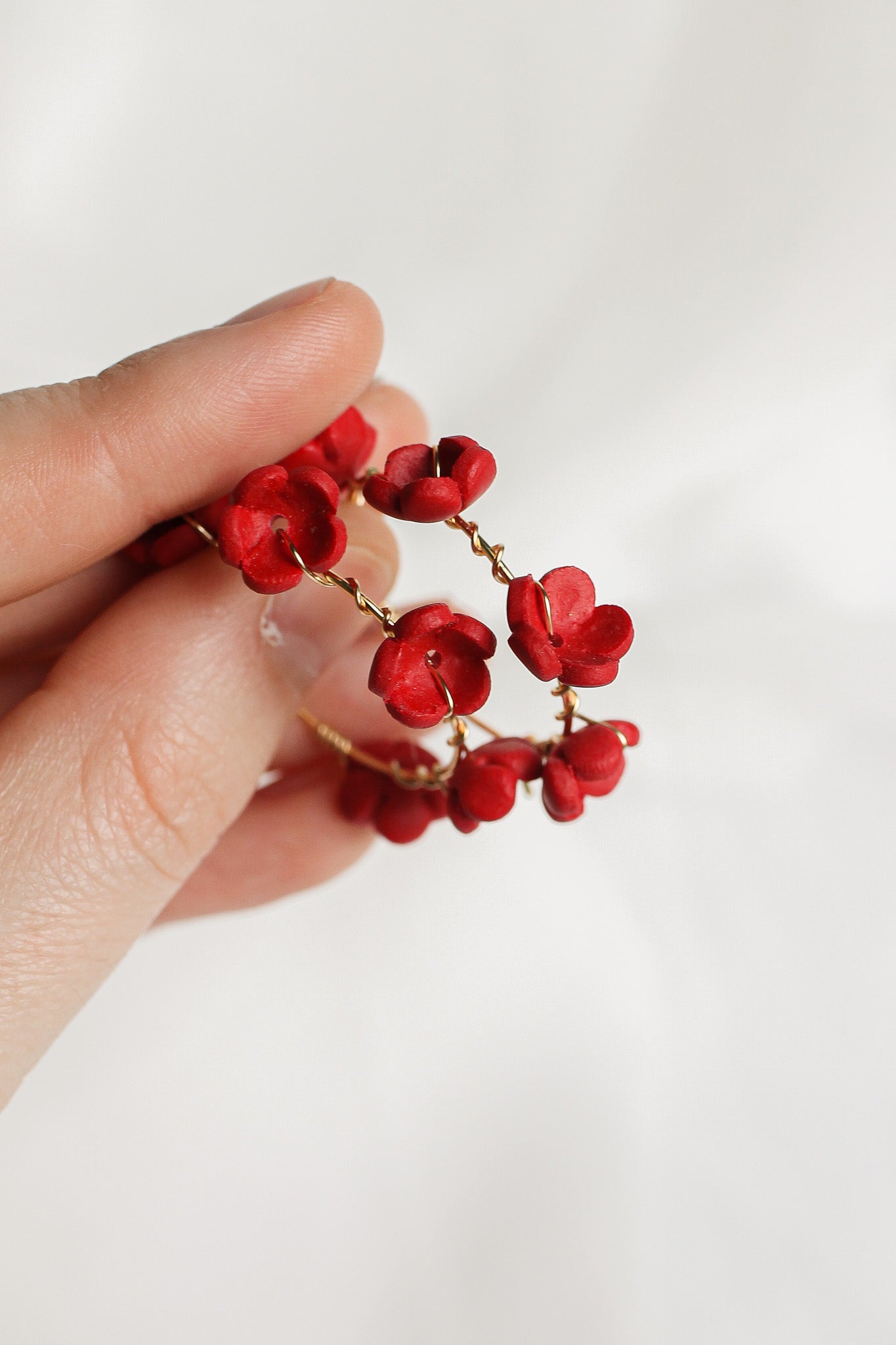 Poppy Hoop in Cherry Red (Gold Filled)