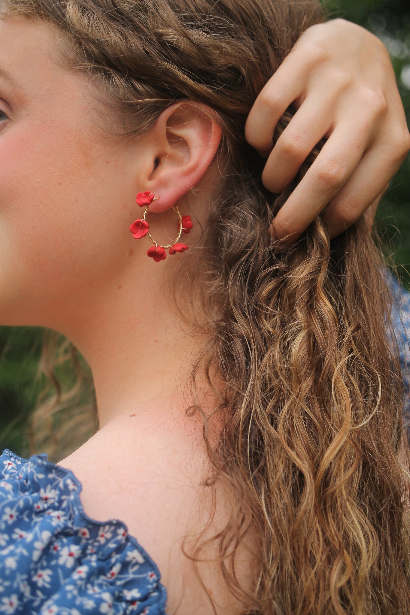 Poppy Hoop in Cherry Red (Gold Filled)
