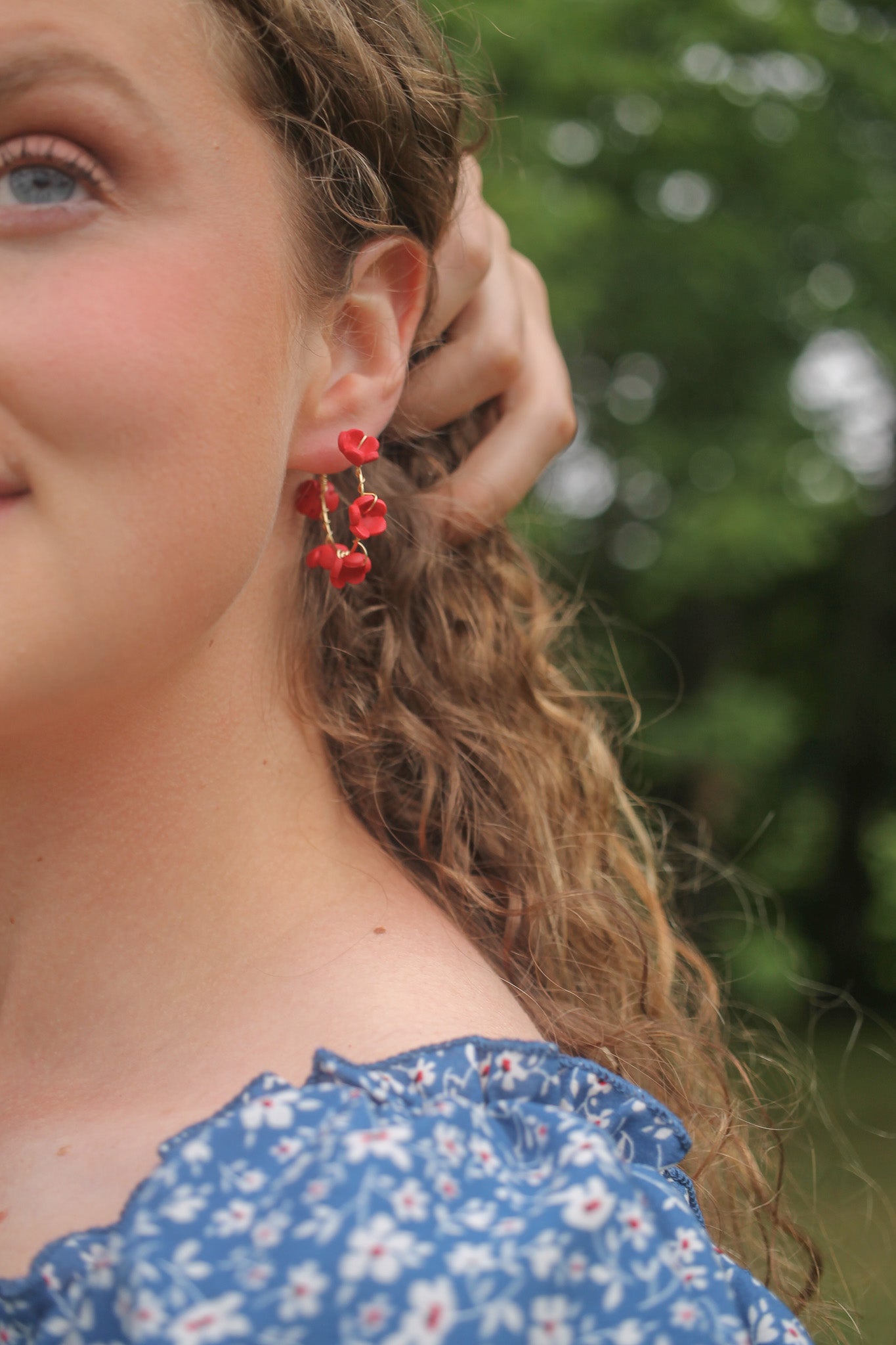 Poppy Hoop in Cherry Red (Gold Filled)
