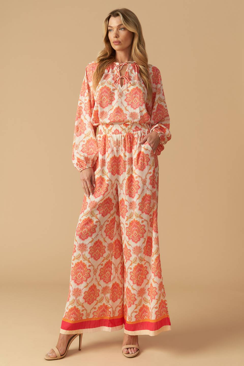 INTO THE NIGHT WOVEN WIDE LEG PANTS