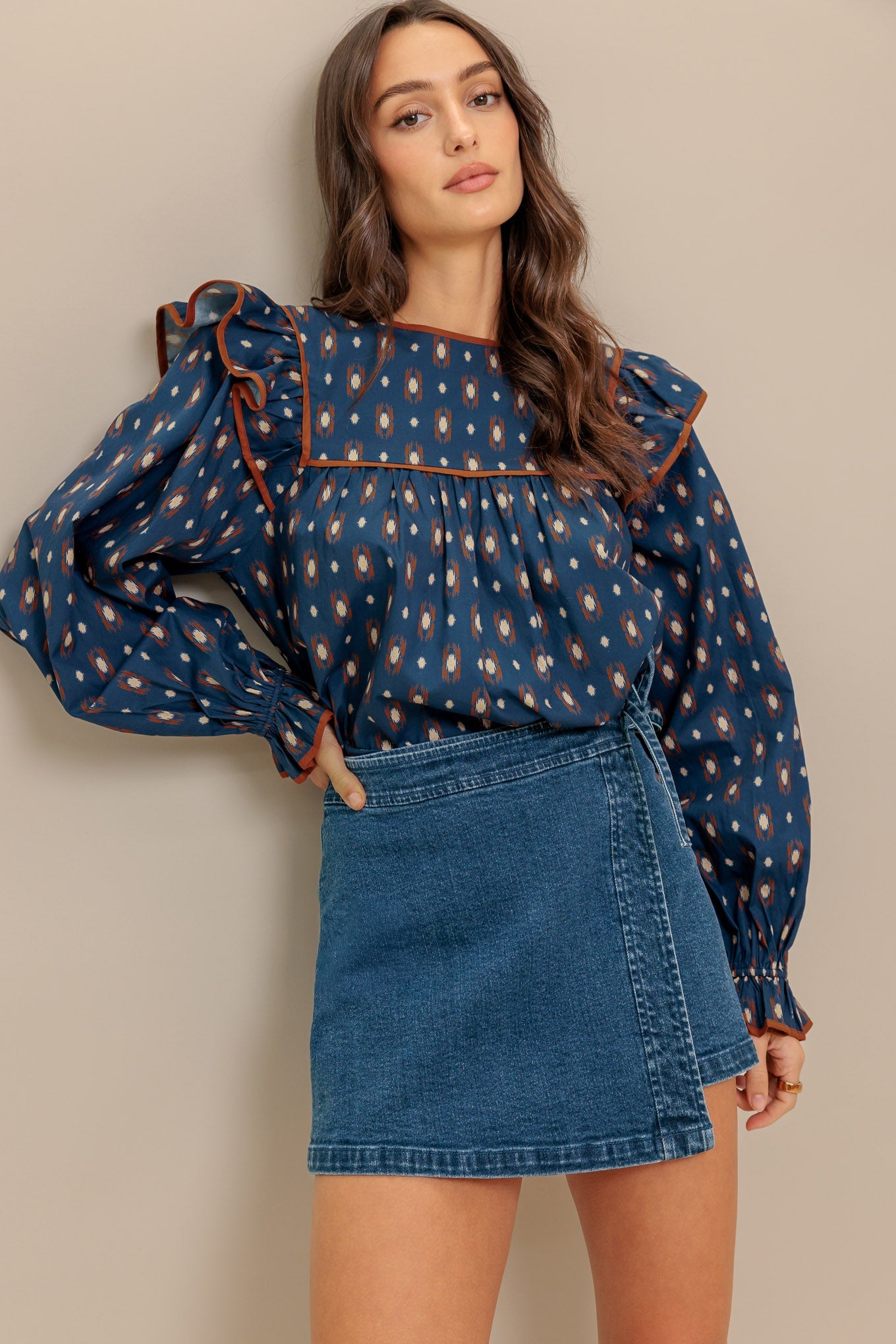 WESTERN CHARM WOVEN TOP