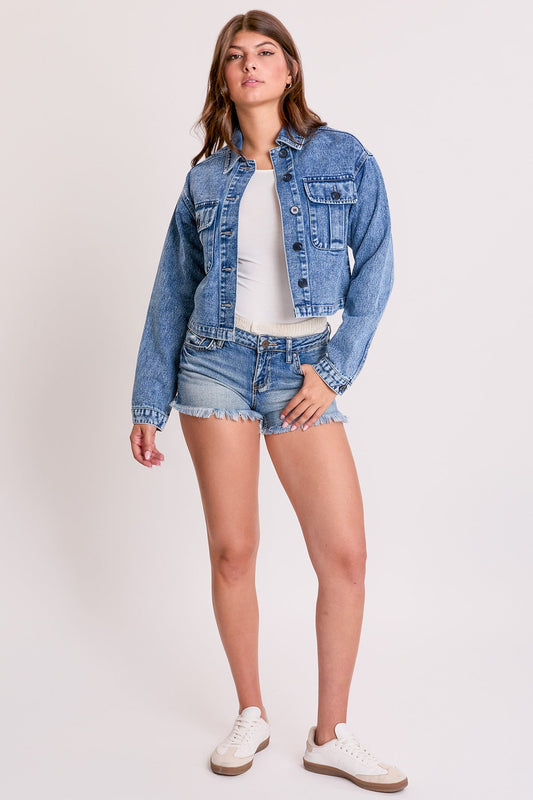 Women's Cropped Trucker Denim Jacket