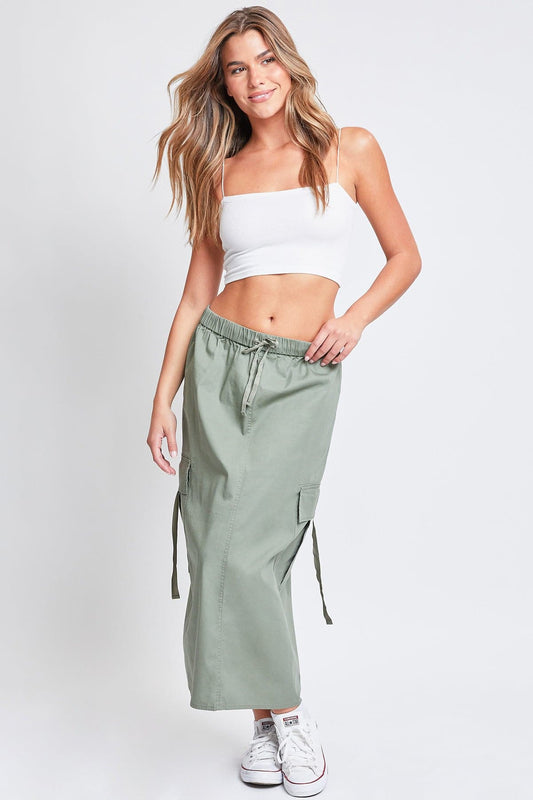 Womenâs Poplin Maxi Drawcord Cargo Skirt