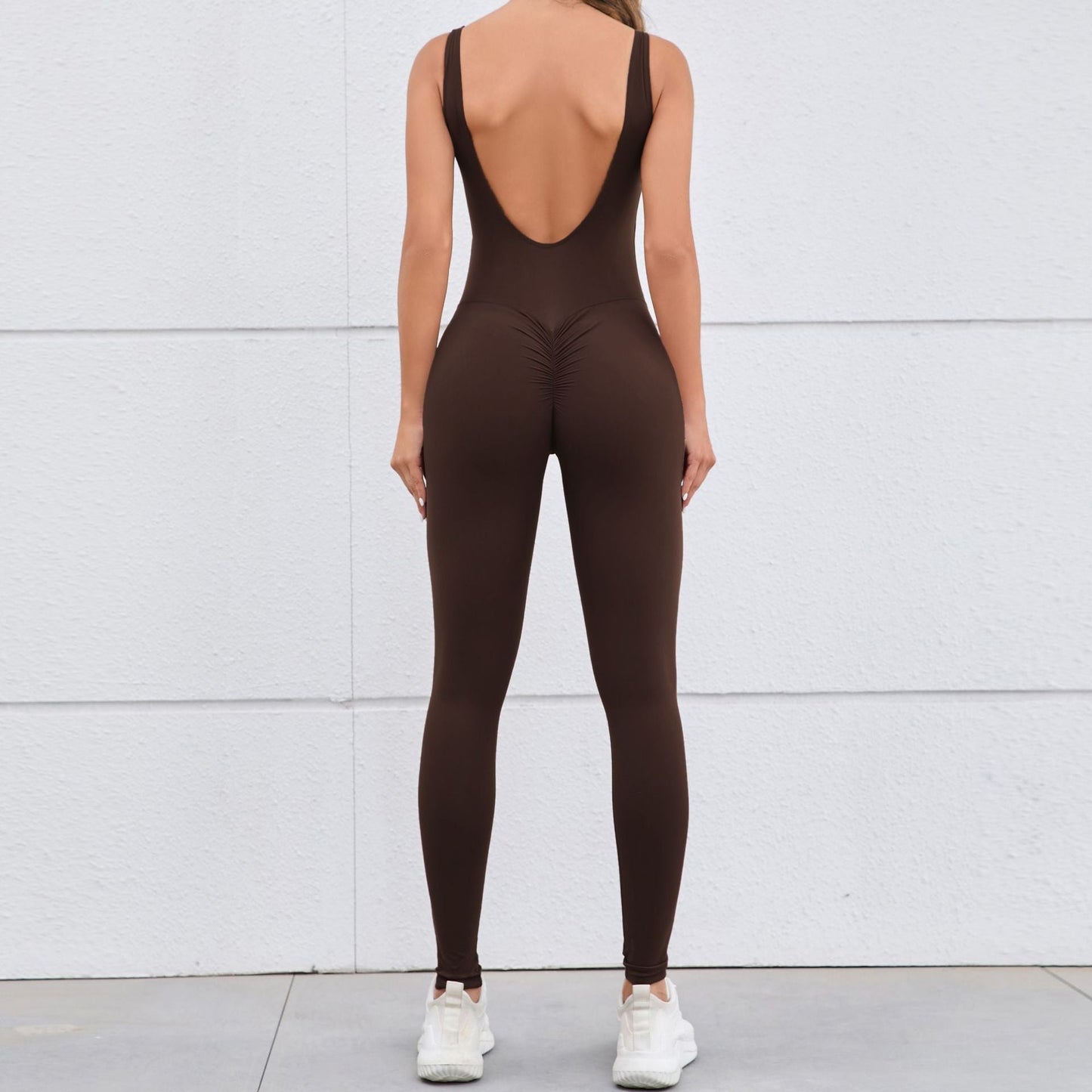 Hollow Out Cutout Beauty Back Peach Hip Tight Yoga Jumpsuit Naked Women Sense Quick Drying Sports One Piece Workout Clothes