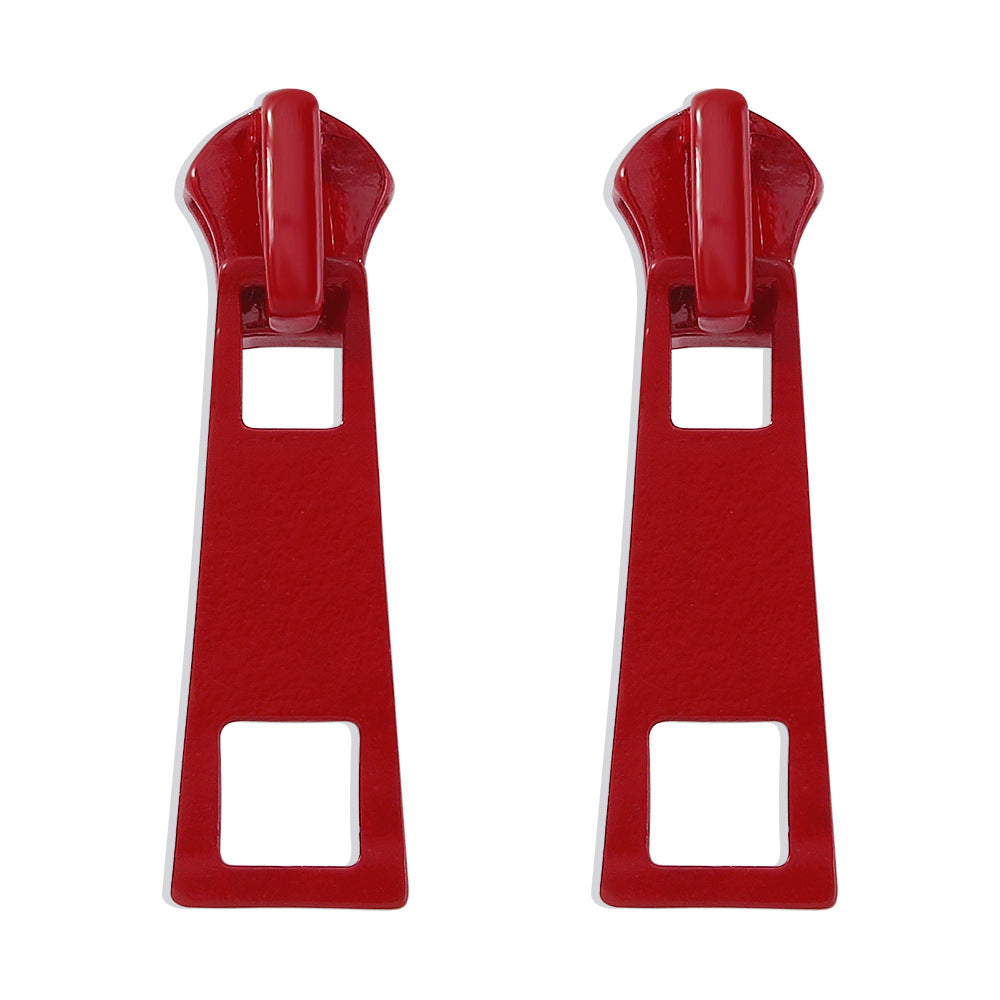 Creative Design Personality Zipper Lock Head Stud Earrings Ornament Simple Multicolor Earrings