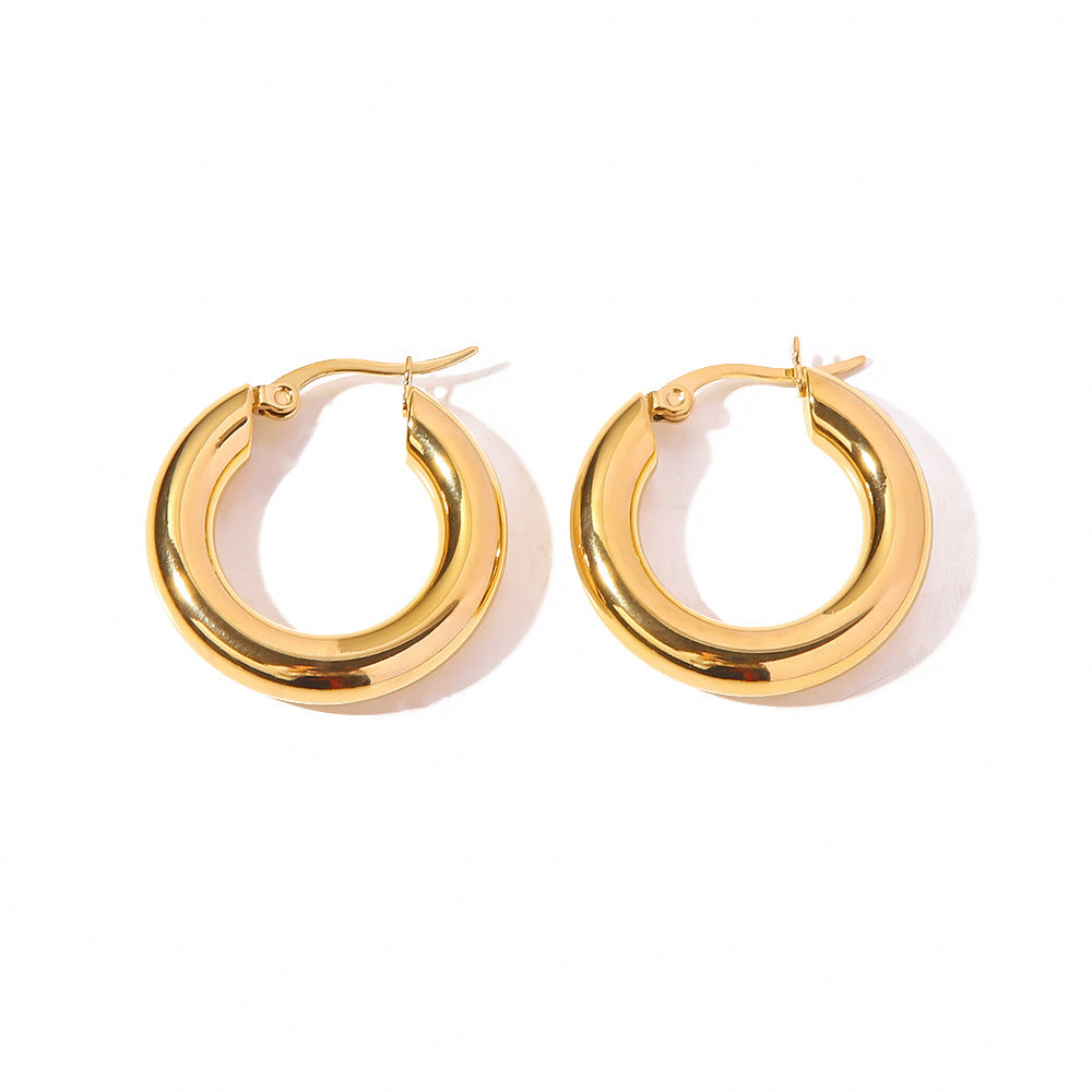 French Circle Non Fading Earrings Exaggerated Personalized Light Luxury Simplicity Online Influencer Earrings Stainless Steel Earrings for Women Accessories