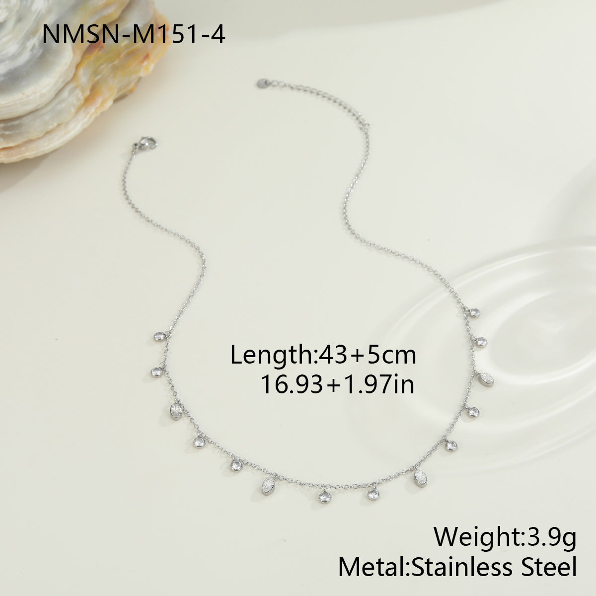 18K Gold Titanium Steel Zircon Bead Necklace Necklace Light Luxury Clavicle Chain Stainless Steel Ornament High Grade Jewelry