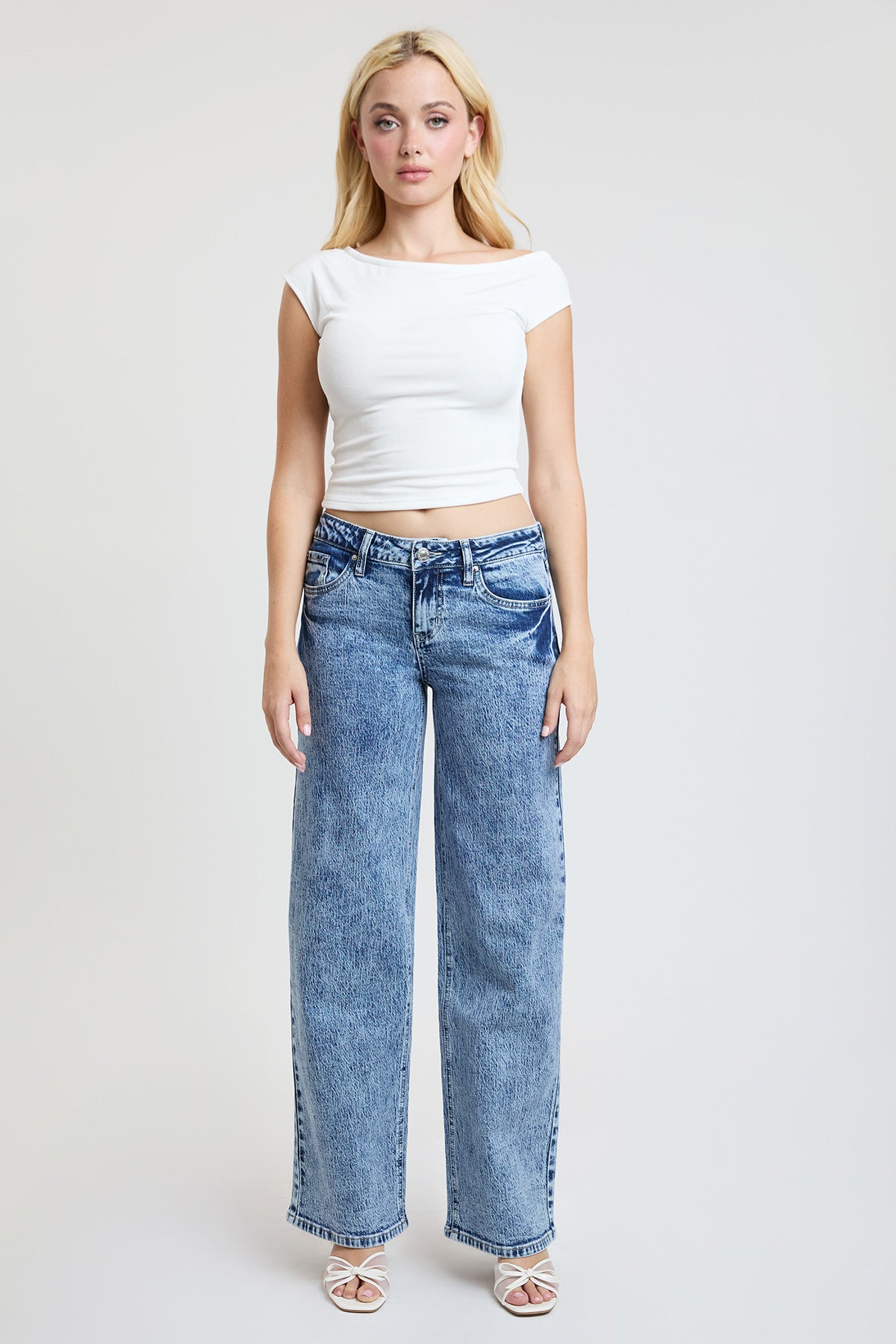 Women's Luxe Brittany Low Rise Wide Leg Jeans
