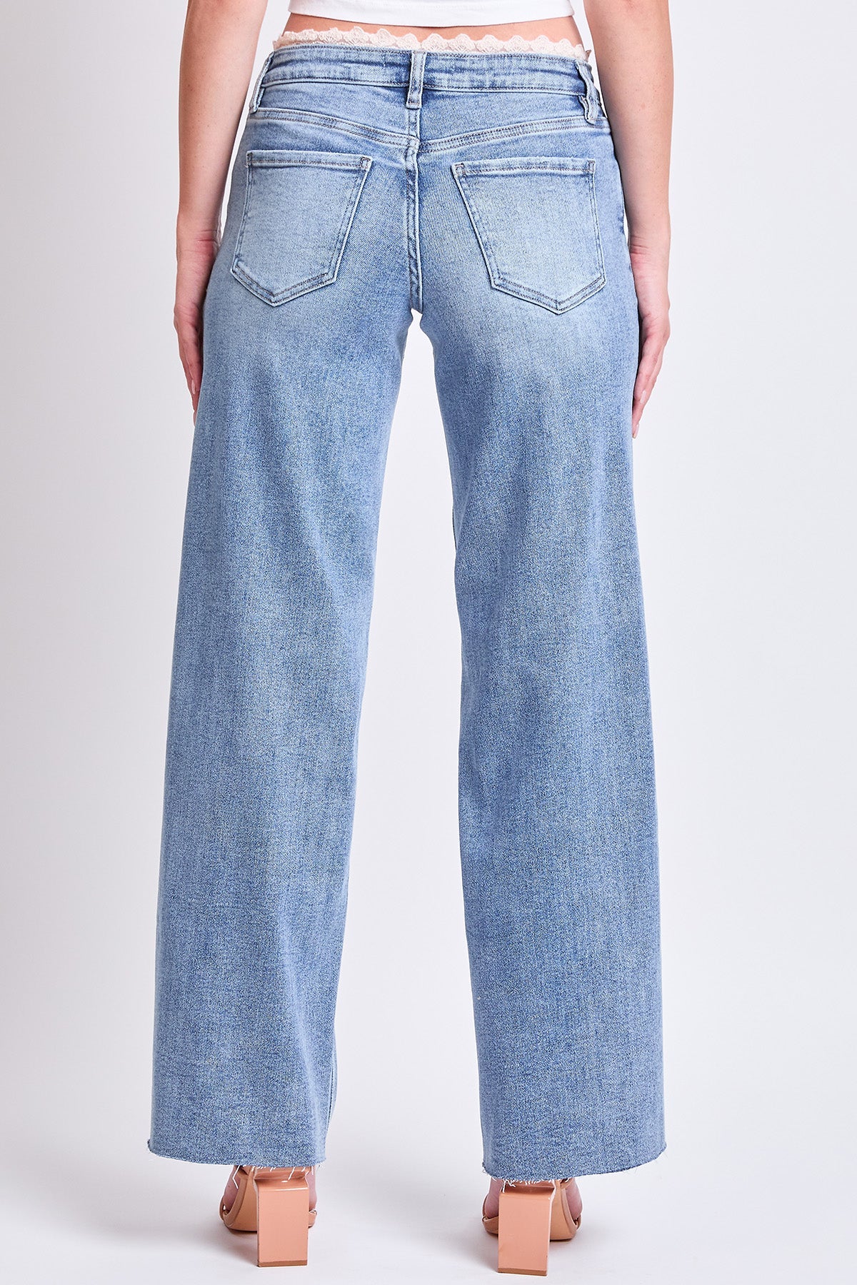 Women's Luxe Lace Trim Wide Leg Jeans