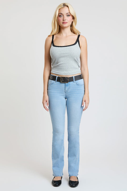 Women's Mid Rise Belted Bootcut Jeans