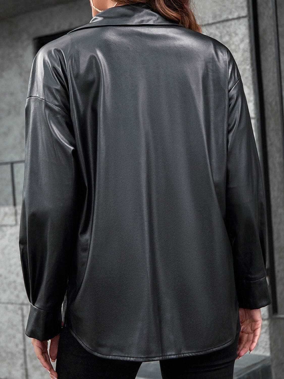 Trendsi Plaid Oversized Jacket Dropped Shoulders Black