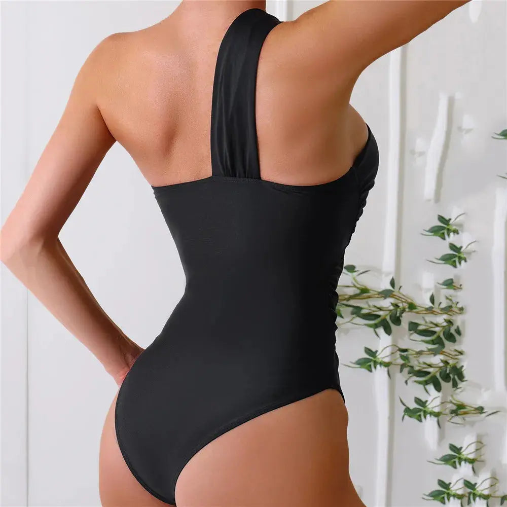 Sexikinis One Shoulder One Piece Swimsuit - Black