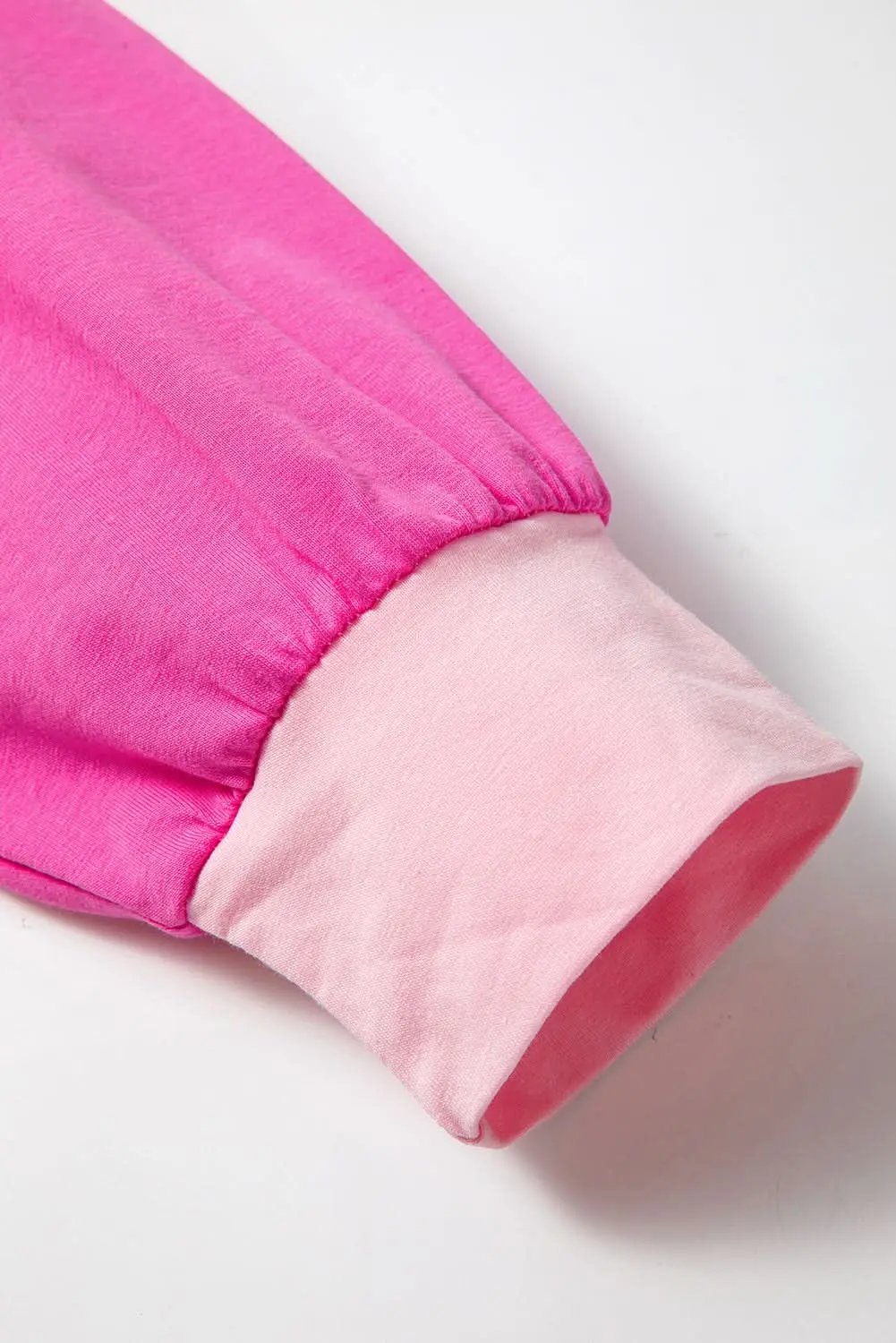 Love Salve Plus Size Long Sleeve Top Pink Colorblock — Casual Daily Wear