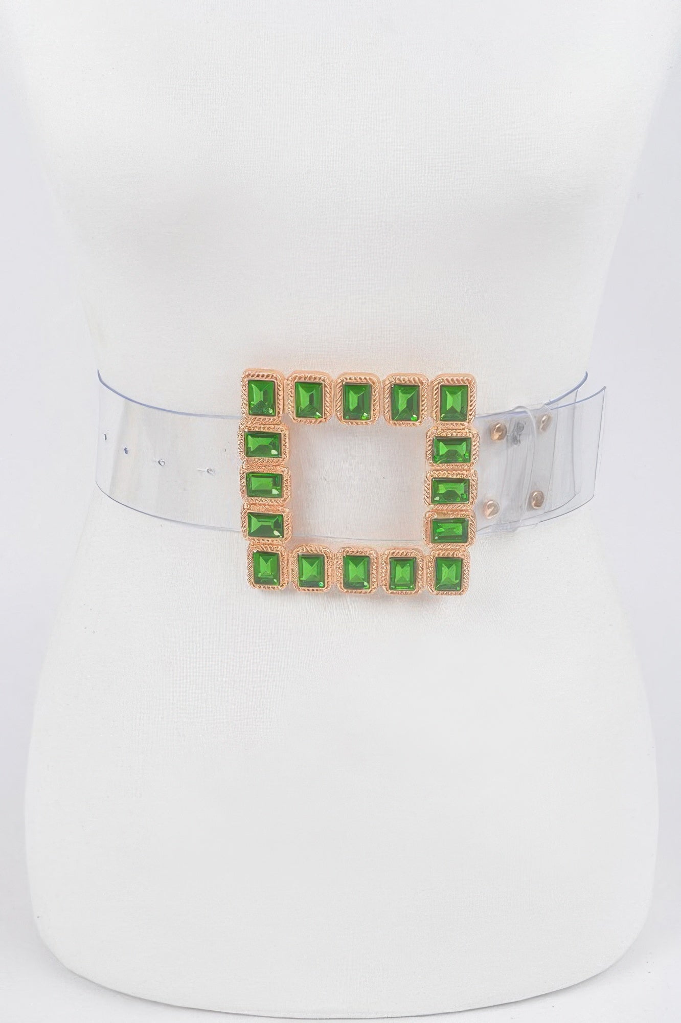 Women's Stone Buckle Faux Leather Belt