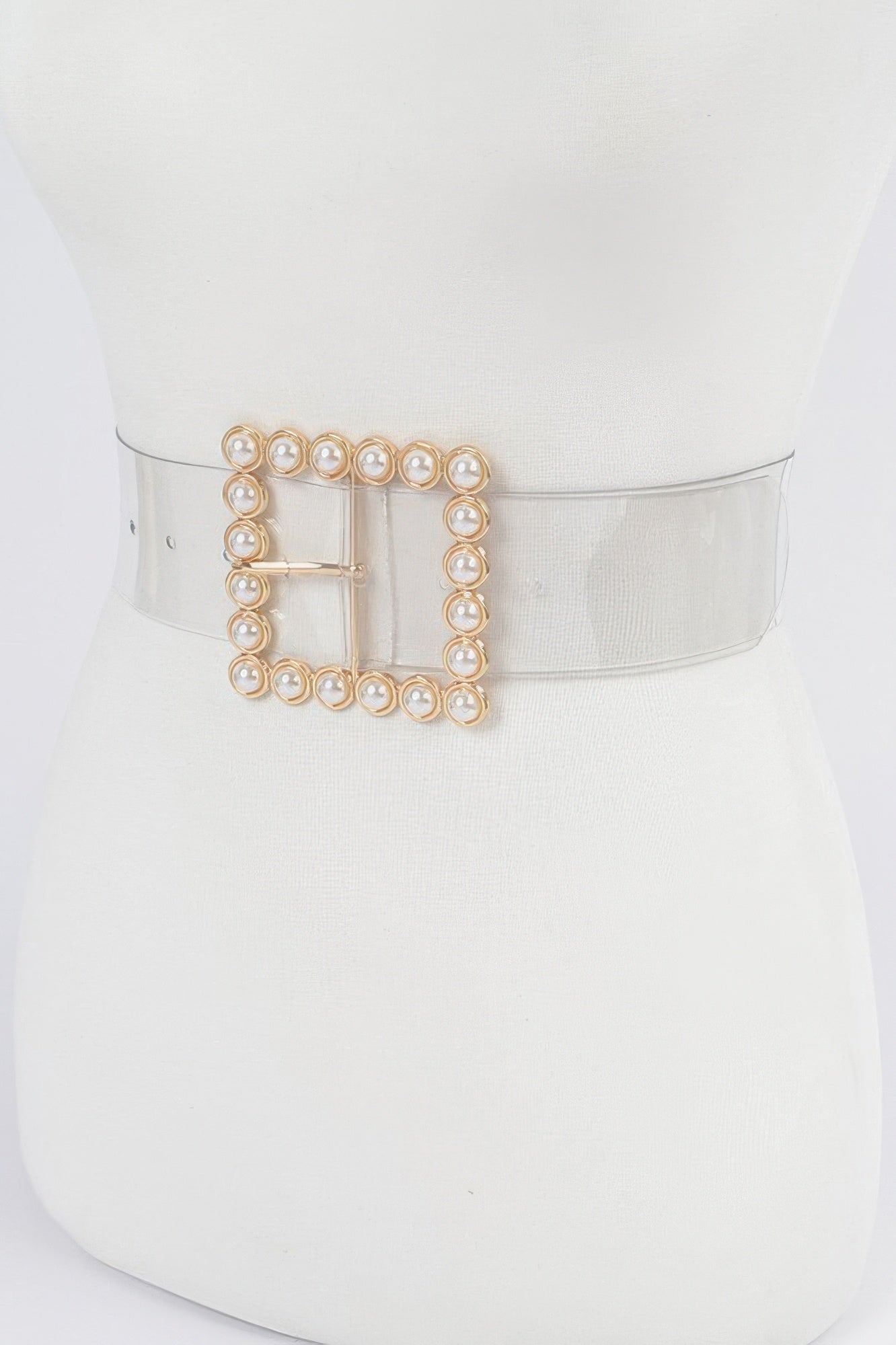 Beaded Square Buckle Transparent Plus Size Belt