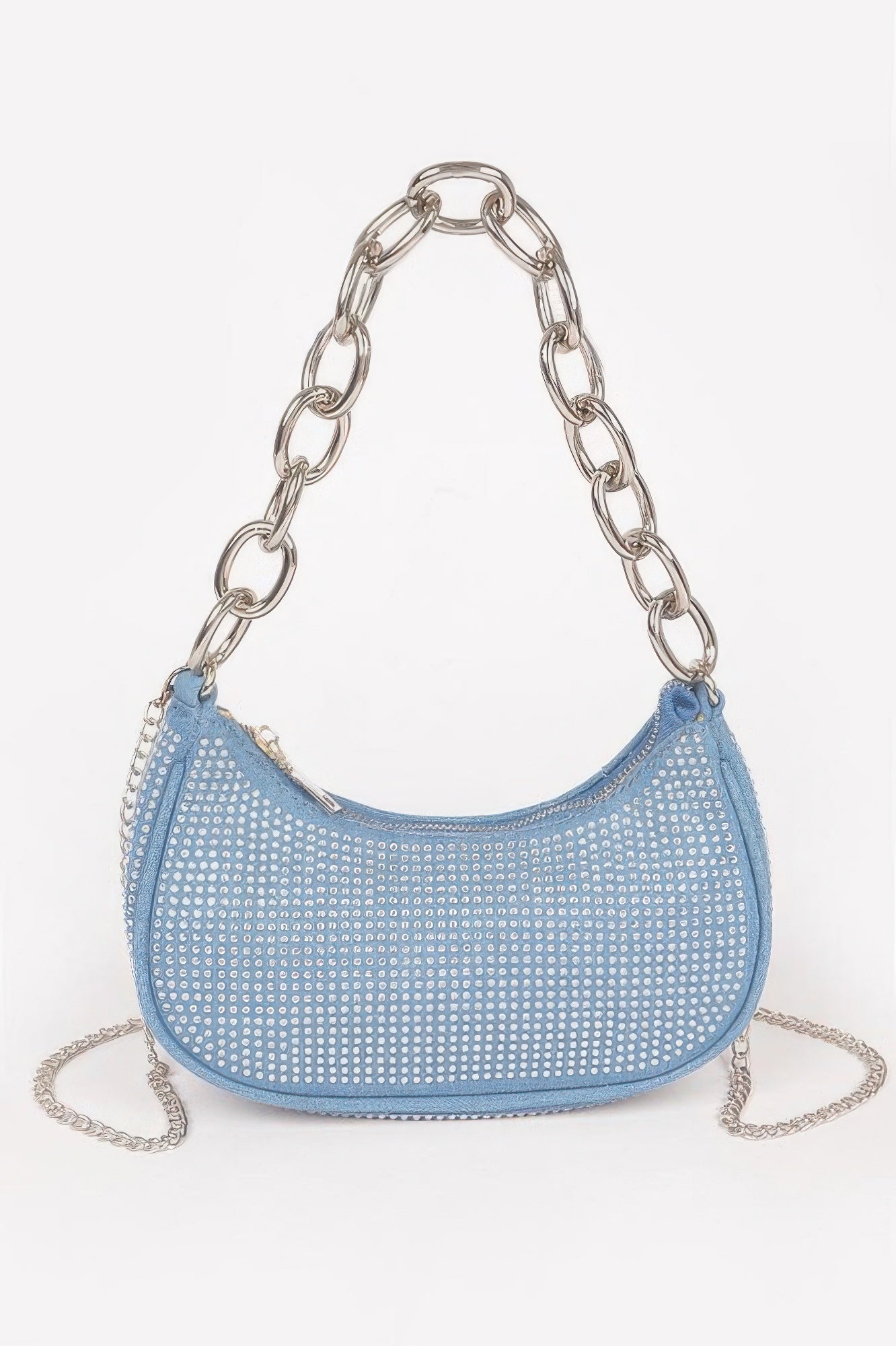 Hot Fix Stone Small Hobo Bag W/chain
