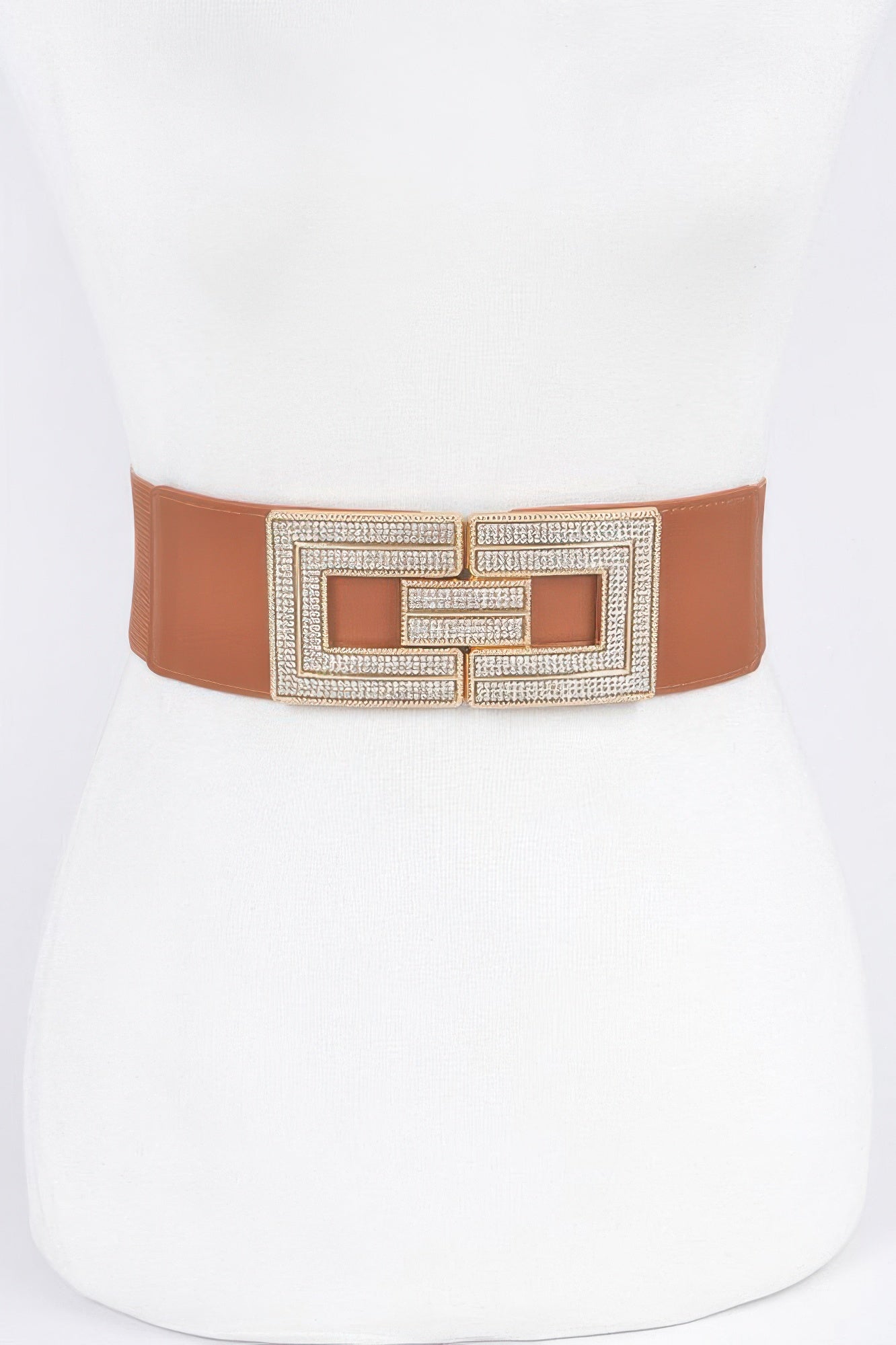 Rhinestone Buckles Plus Size Elastic Belt
