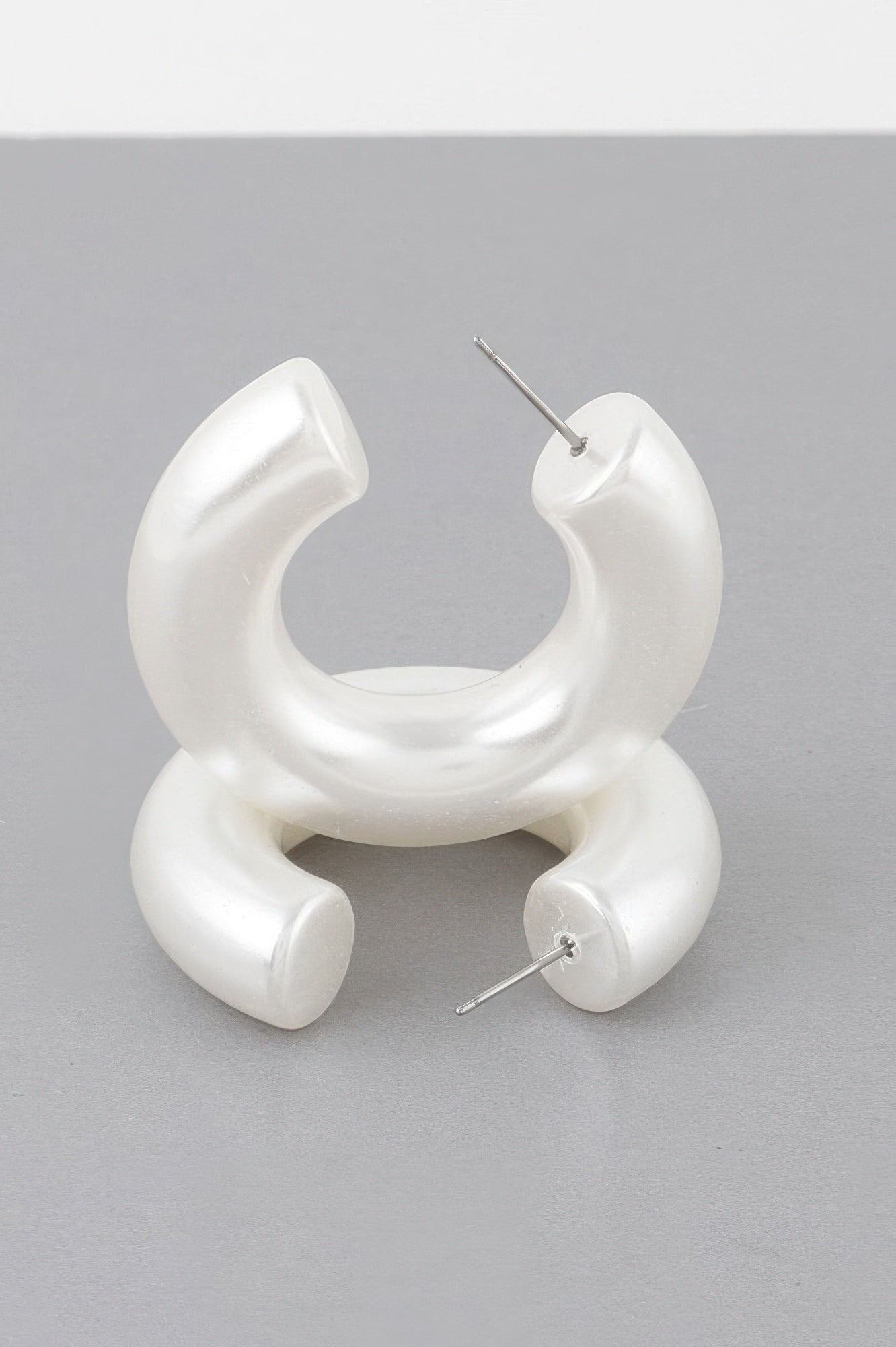 Bulky Polished Cream Hoop Earrings