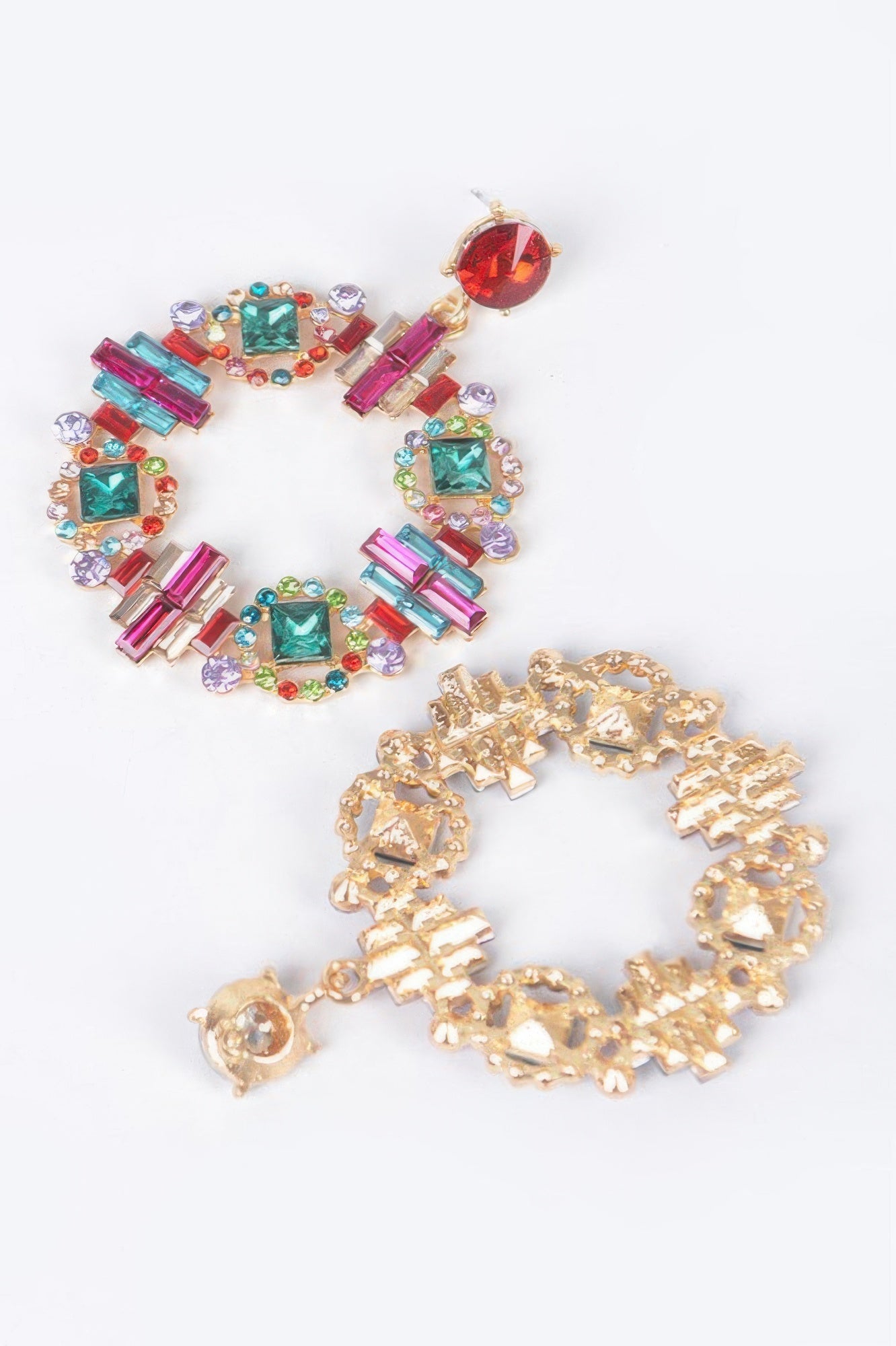 Multi Rhinestone Round Earring