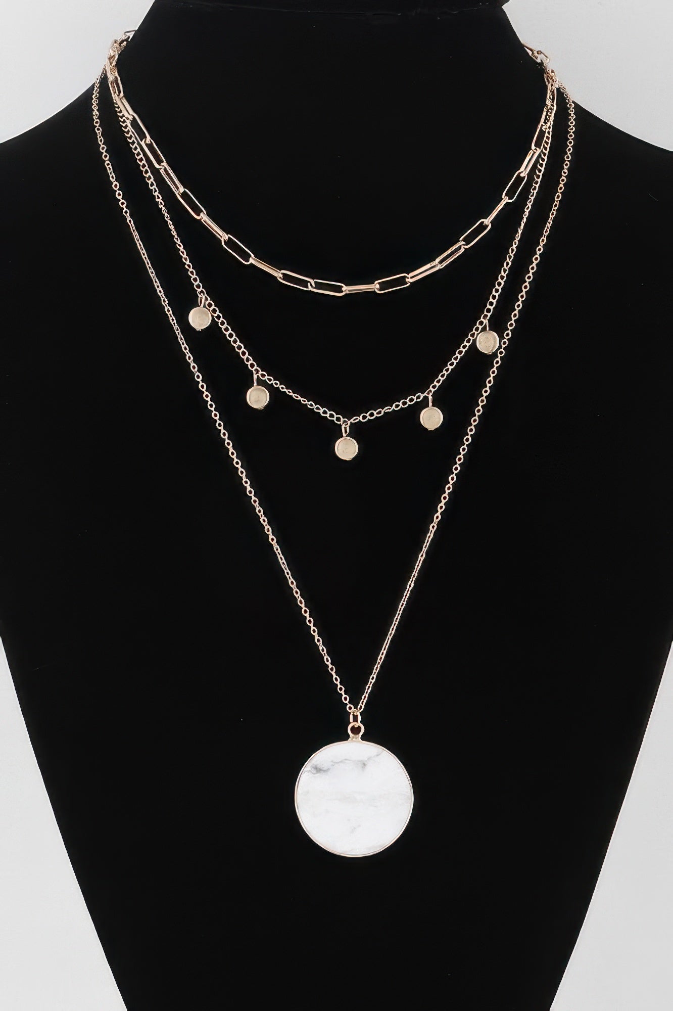 Multi Stone Pendant Chain Necklace