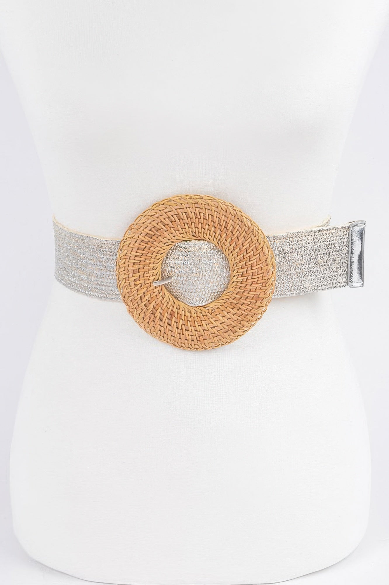 Round Handmade Bamboo Buckle Elastic Belt