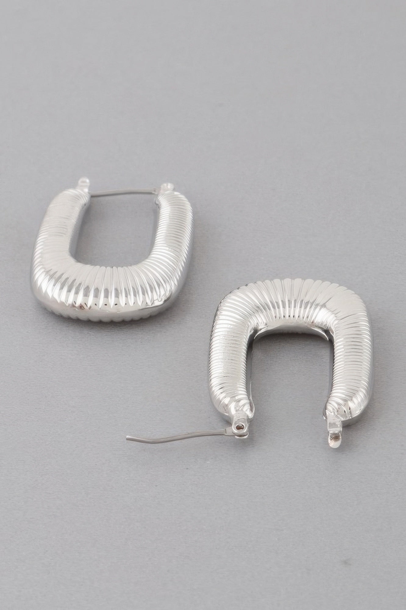 Metal Medium Textured Hoop Earring
