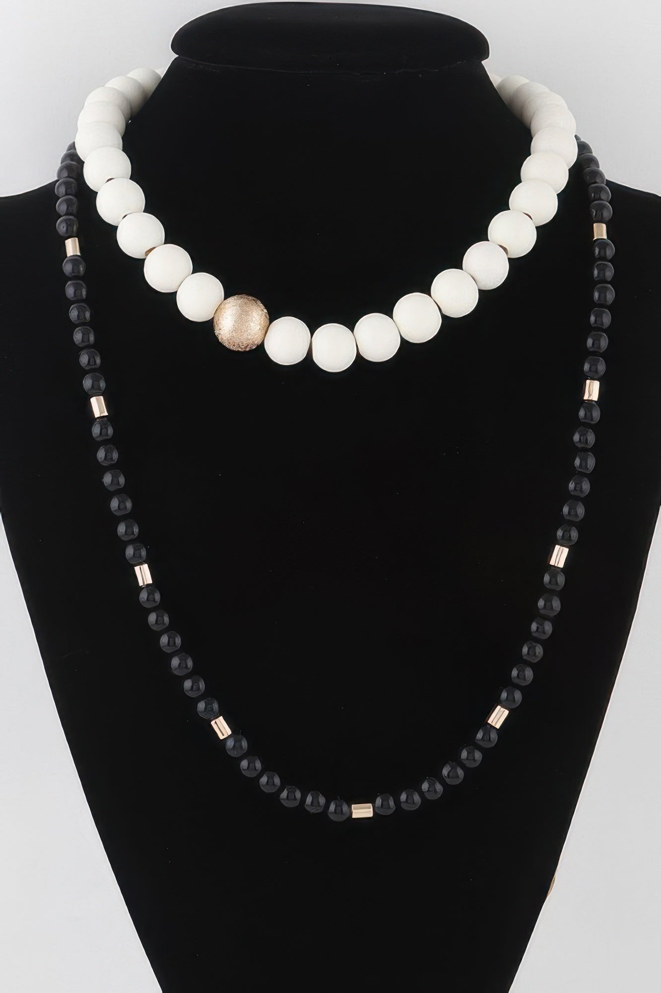 Two Toned Beaded Long Necklace