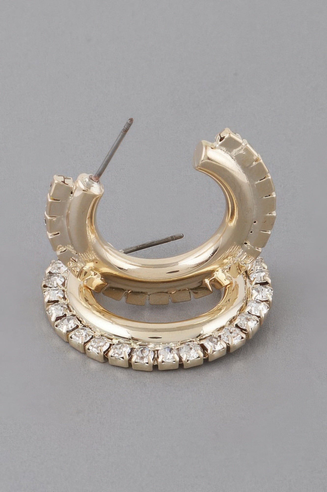 Rhinestone Lined Hoop Earrings