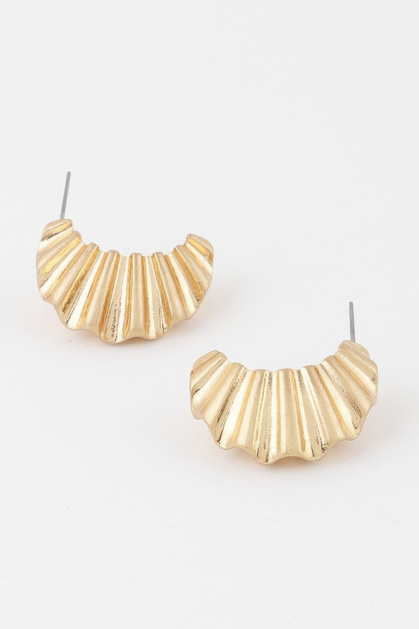Crinkle Crescent Stud Earrings