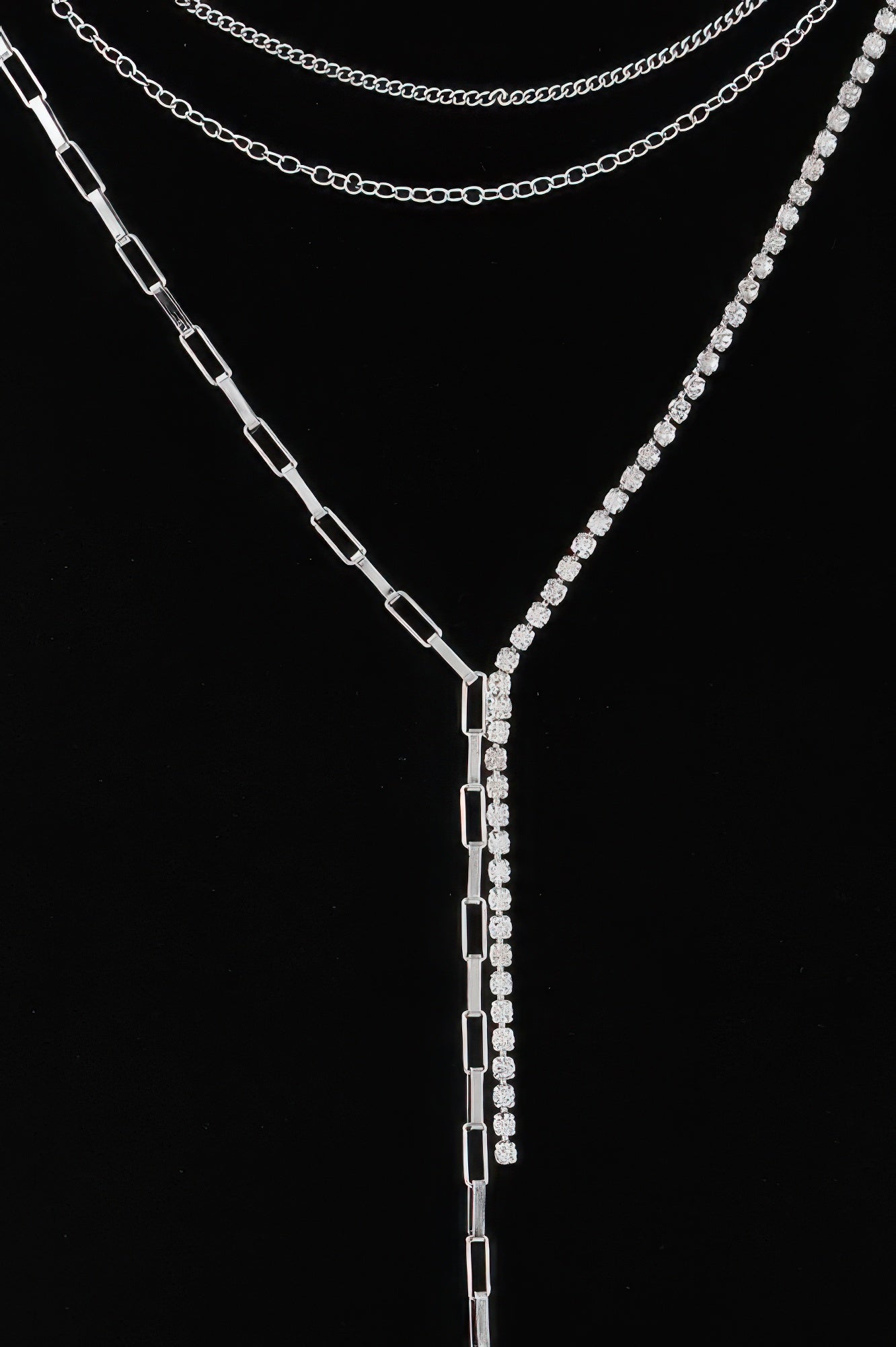 Multi Rhinestone Chain Necklace