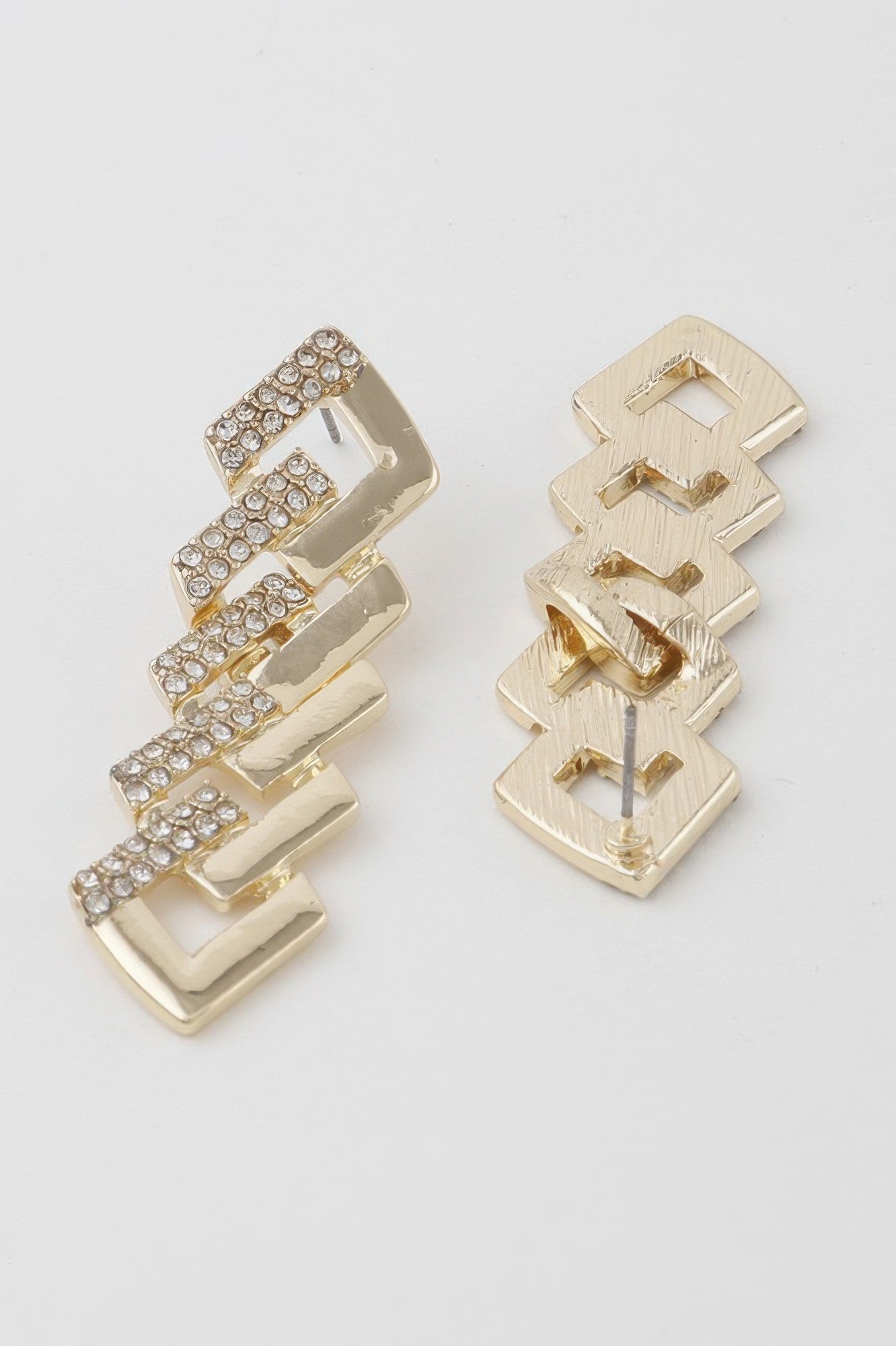 Jeweled Curb Chain Drop Earrings