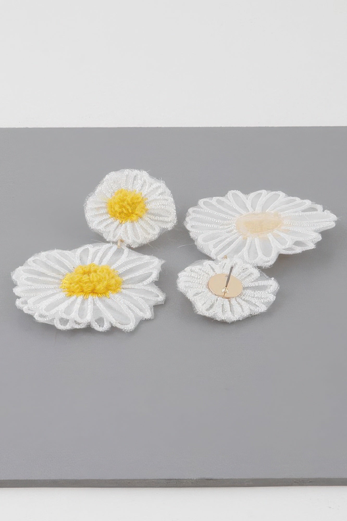 Fabric Daisy Flower Earrings