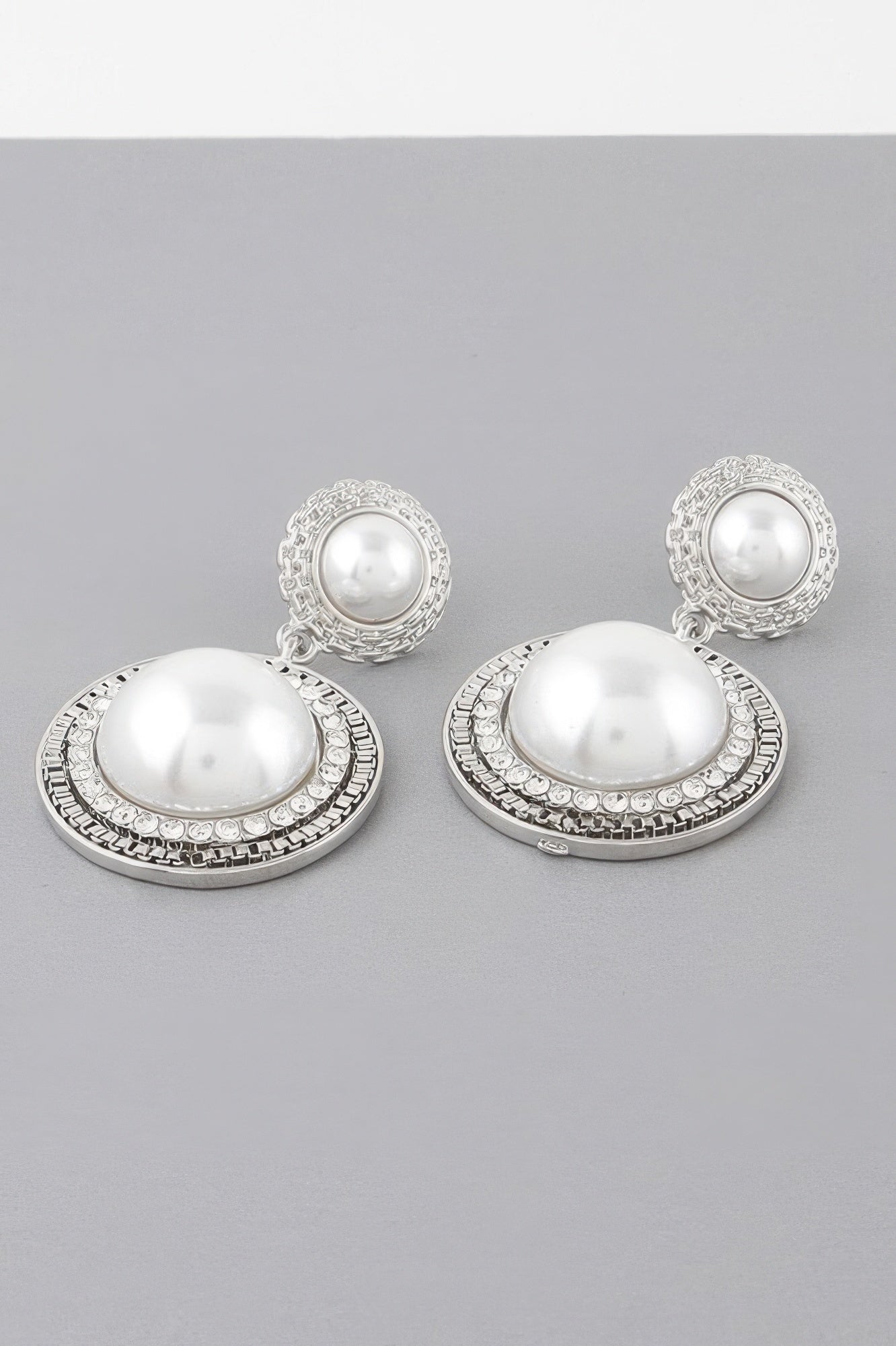 Double Framed Pearl Drop Earrings