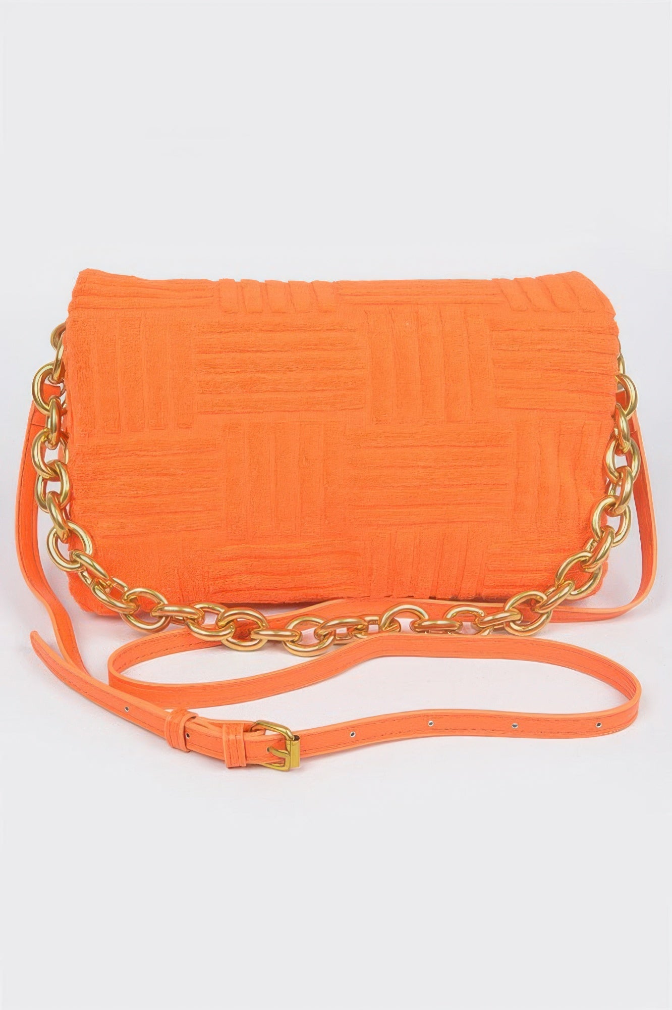 Towel Embossed Chain Flap Bag