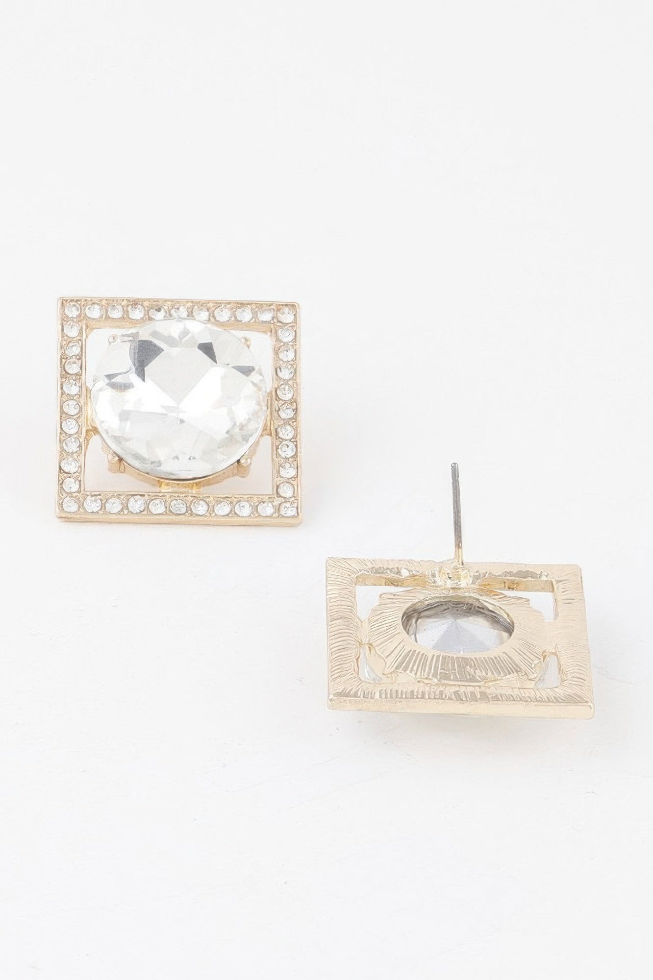 Framed Rhinestone Stud Earrings