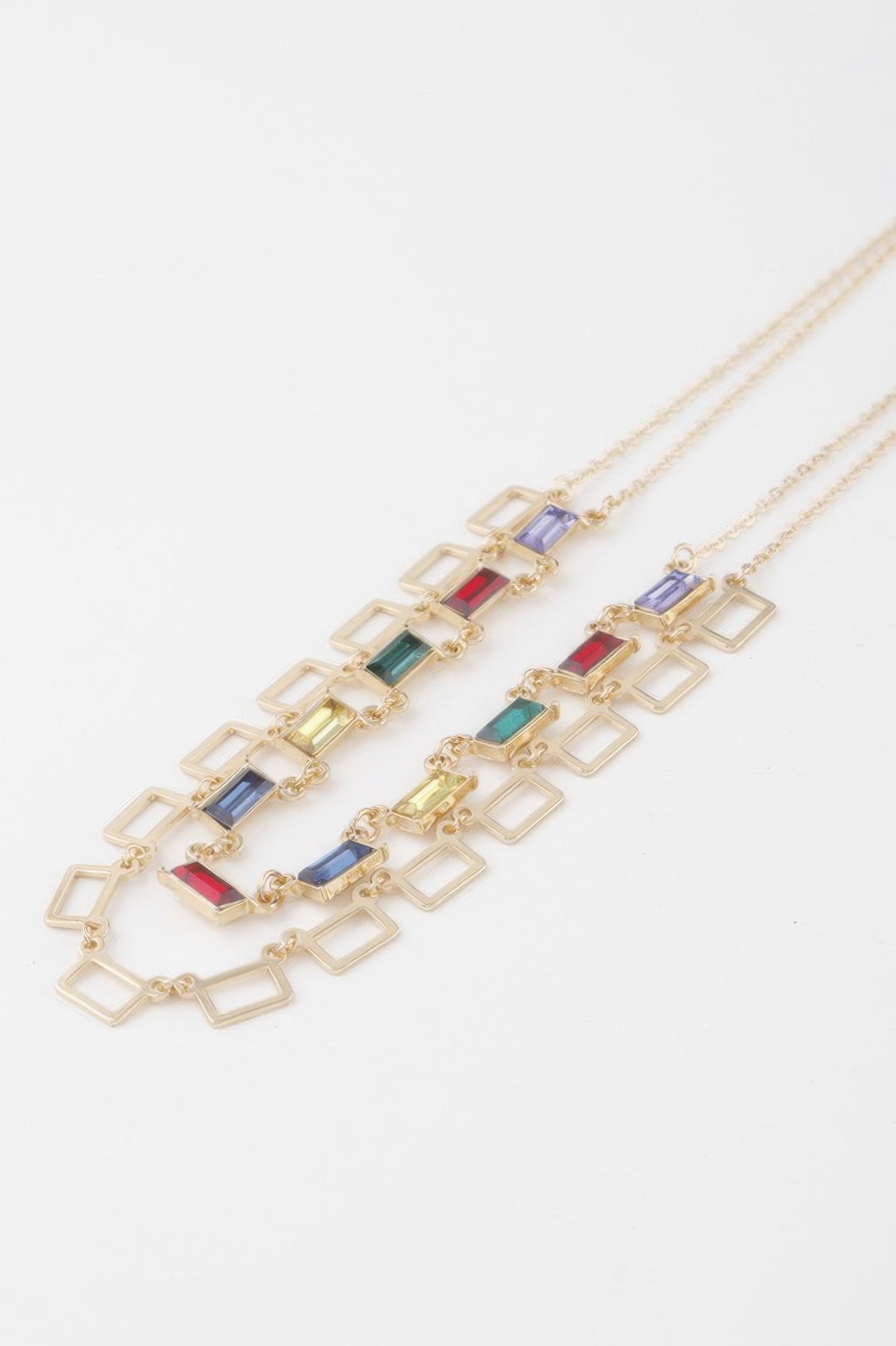 Multi Square Crystal Charm Necklace