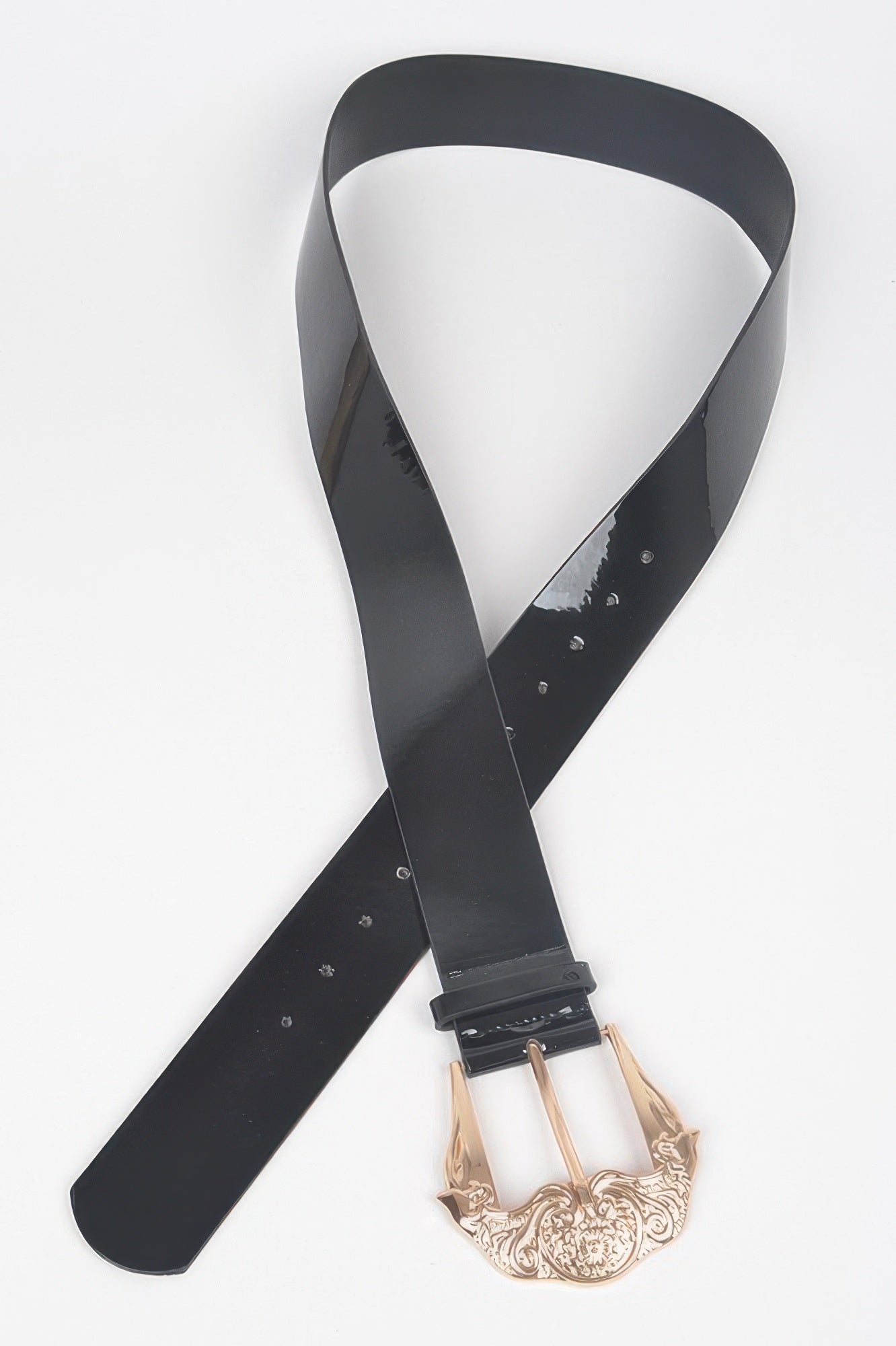 Plus Size Metal Buckle Enamel Shiny Belt