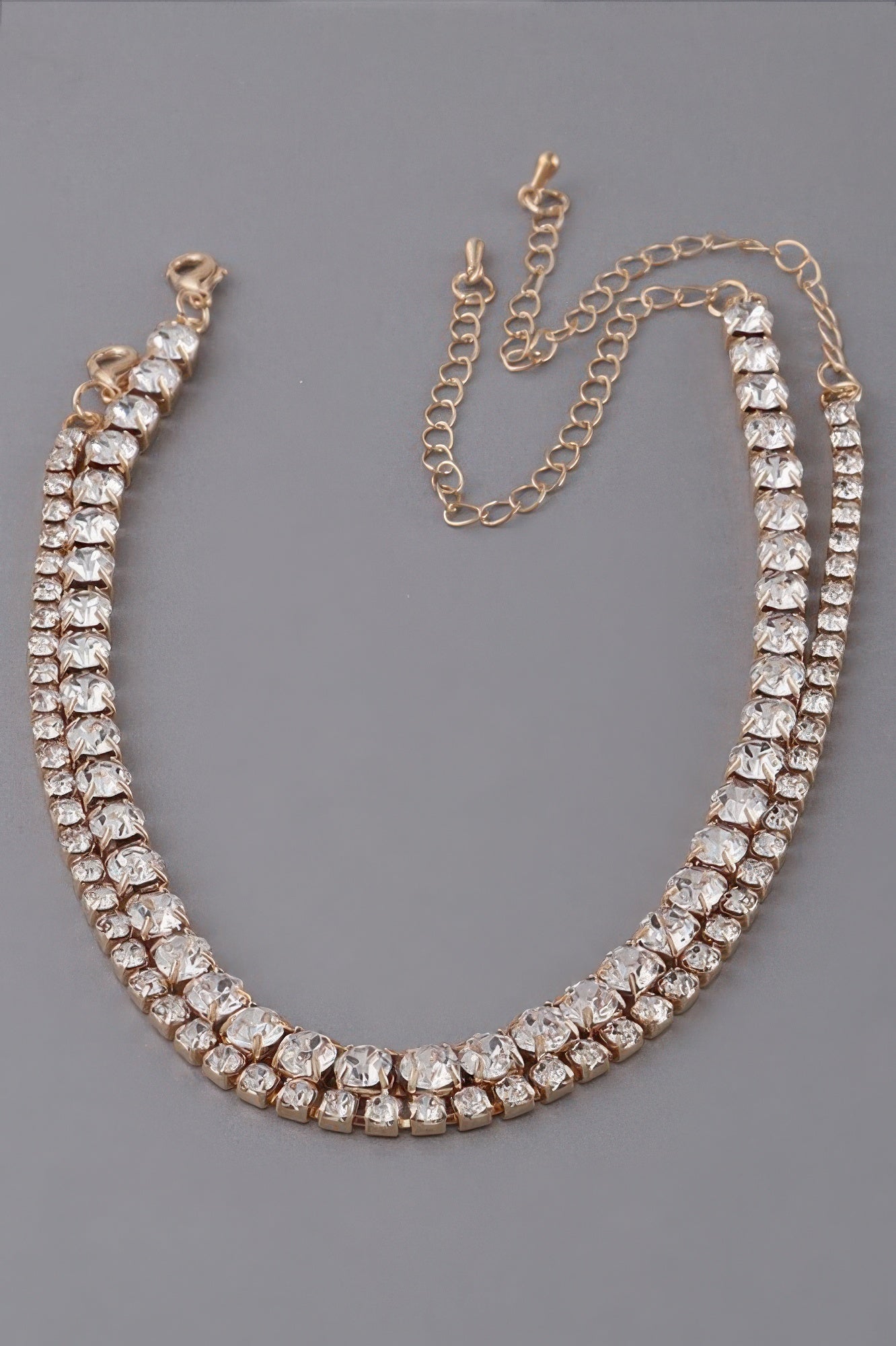 Double Rhinestone Choker Necklace