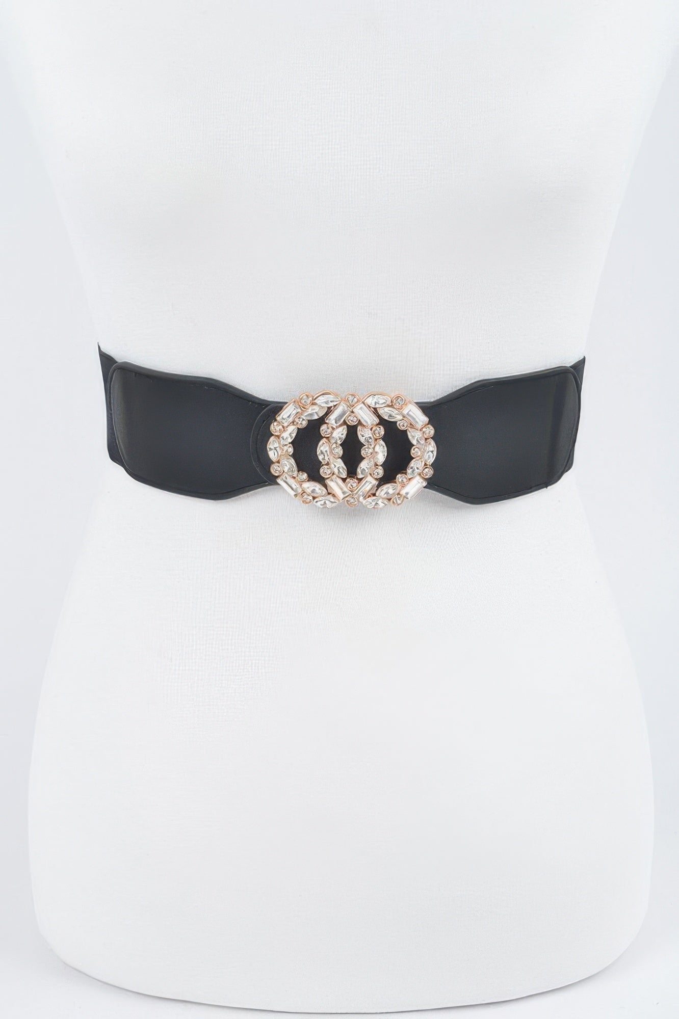 Oo Rhinestone Buckle Plus Size Elastic Belt