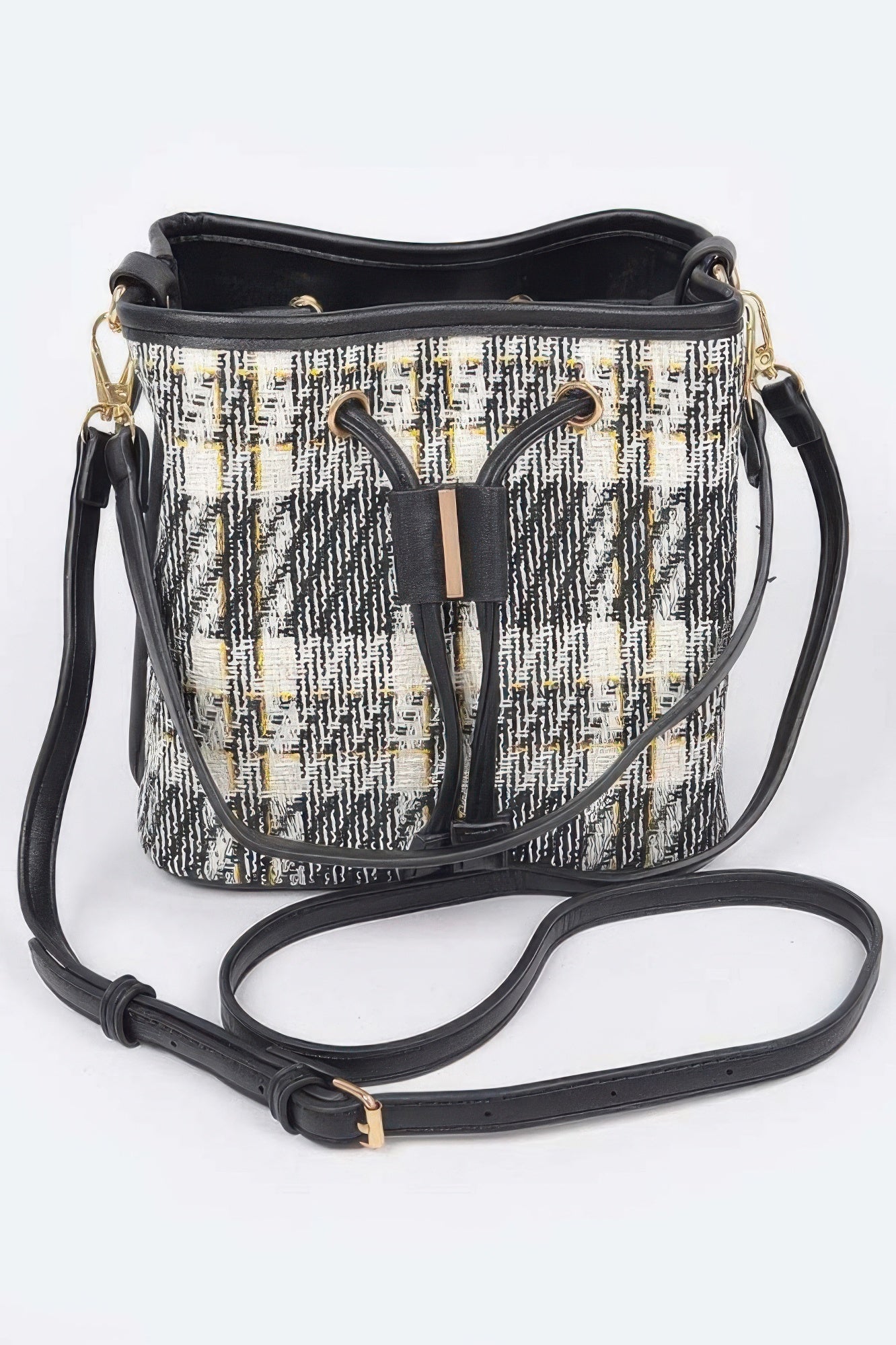 Tweed Plaid Bucket Bag