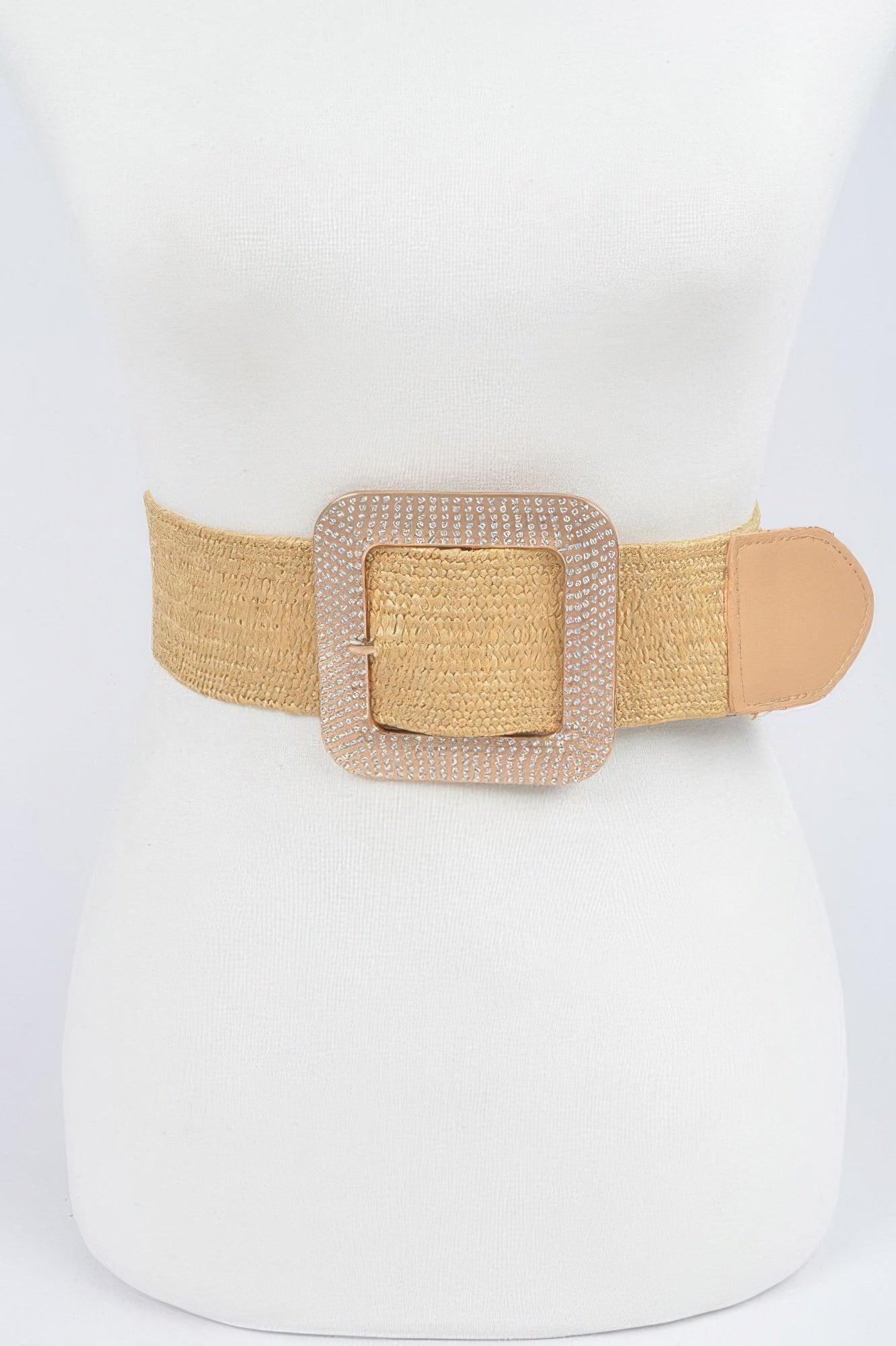 Metal Buckle Plus Size Stretch Straw Belt