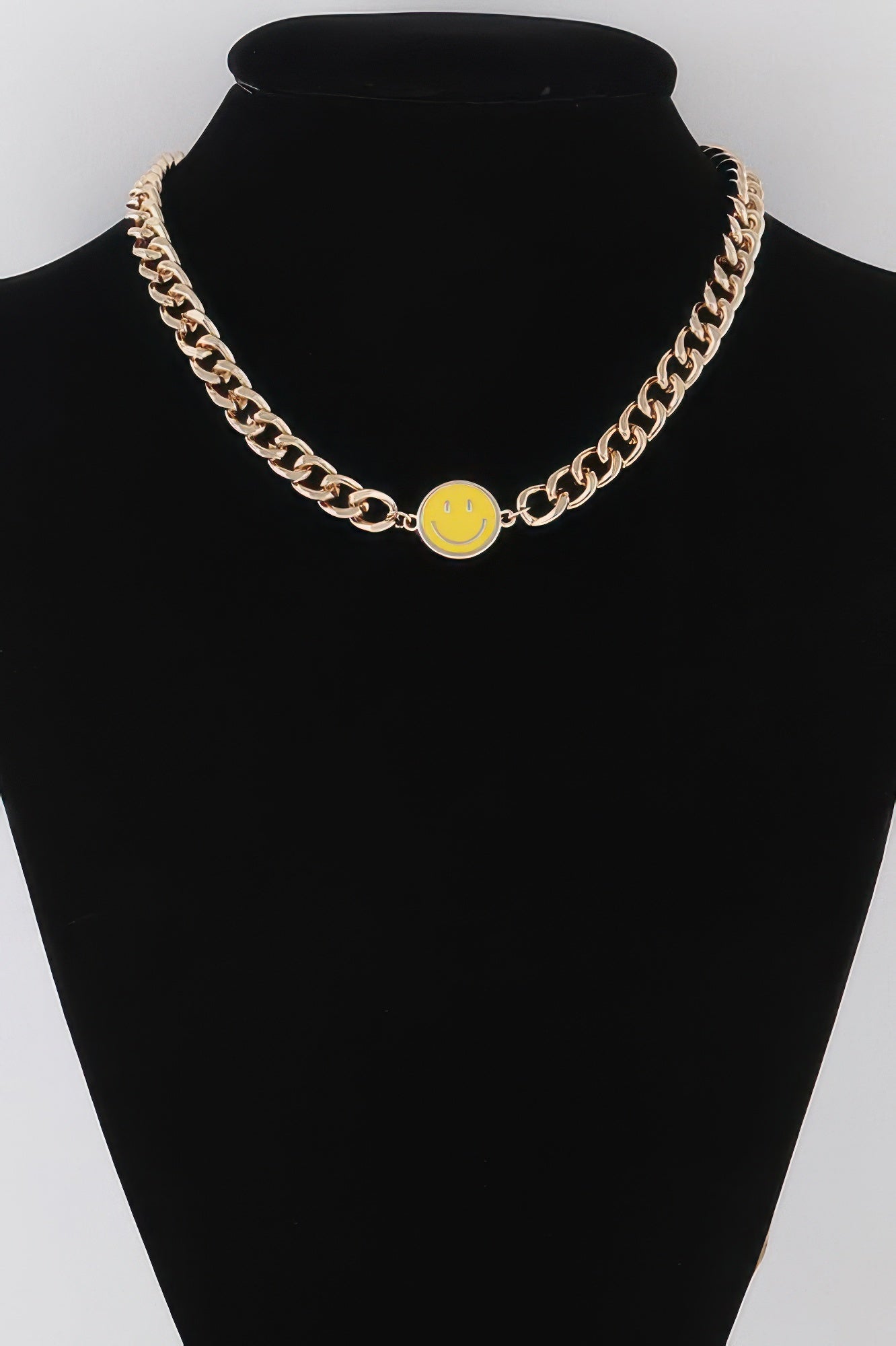 Smiley Face Curb Chain Necklace