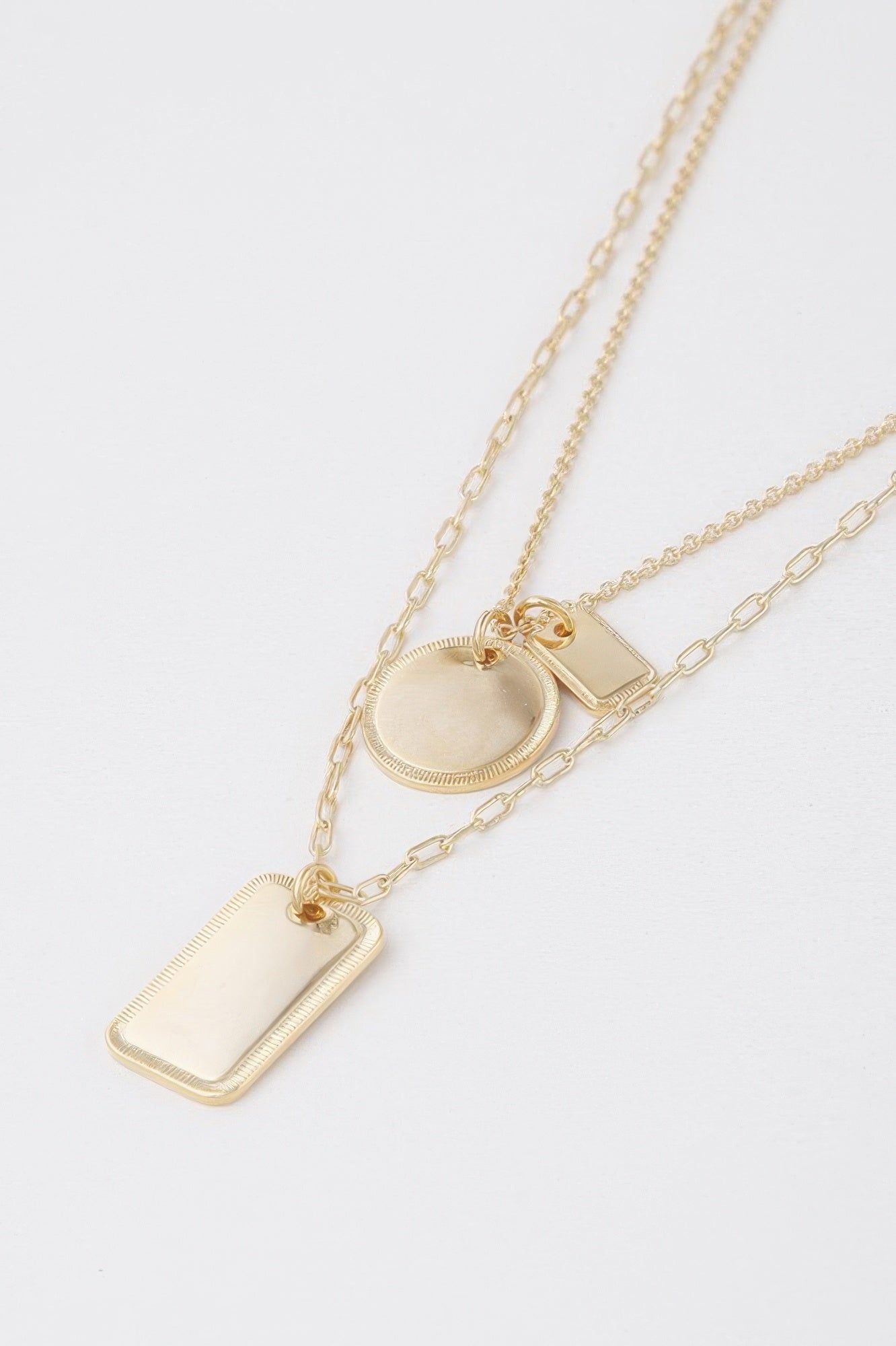 Double Layered Name Tag Pendant Necklace