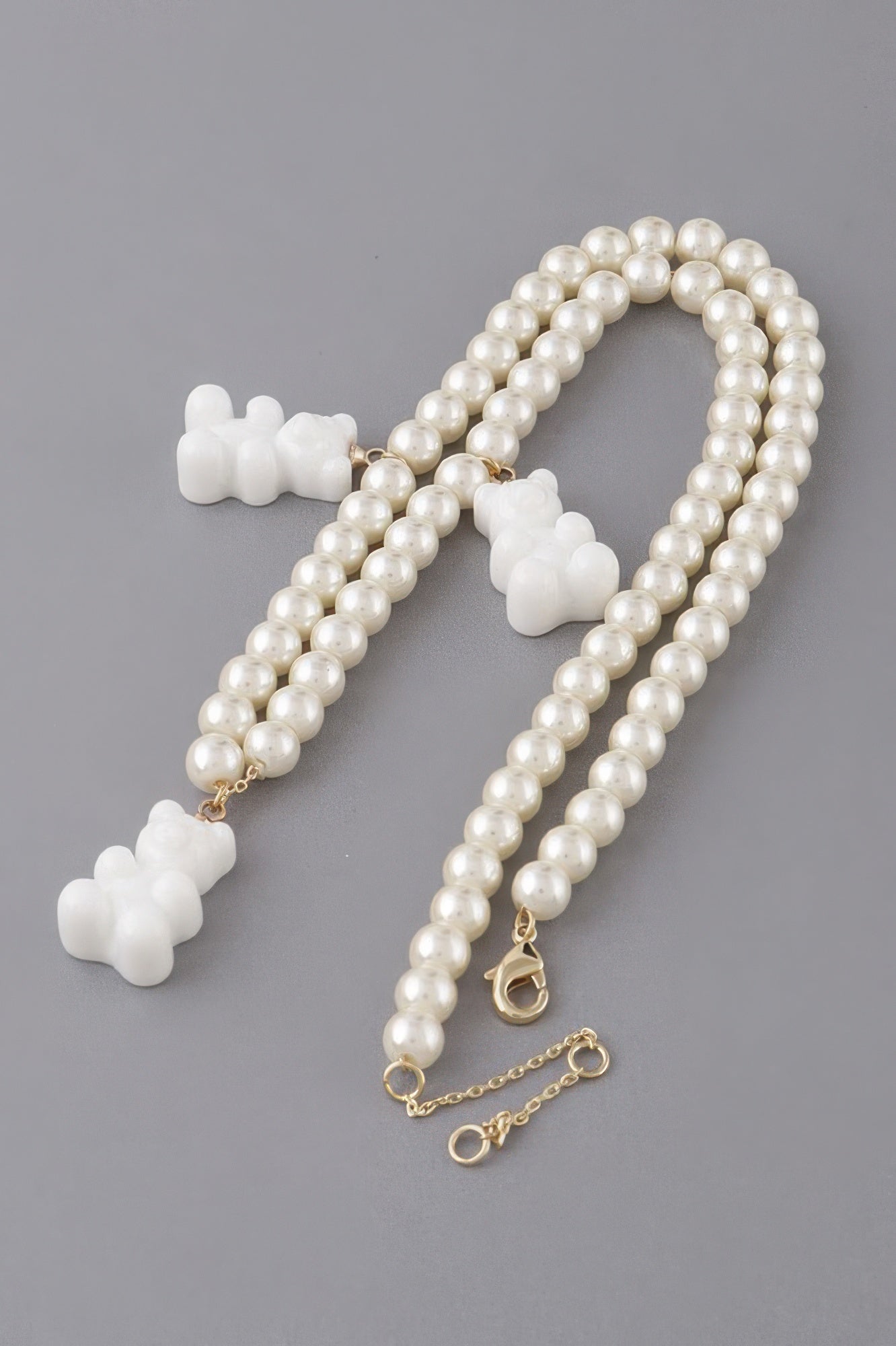Pearled Gummy Bear Trio Necklace