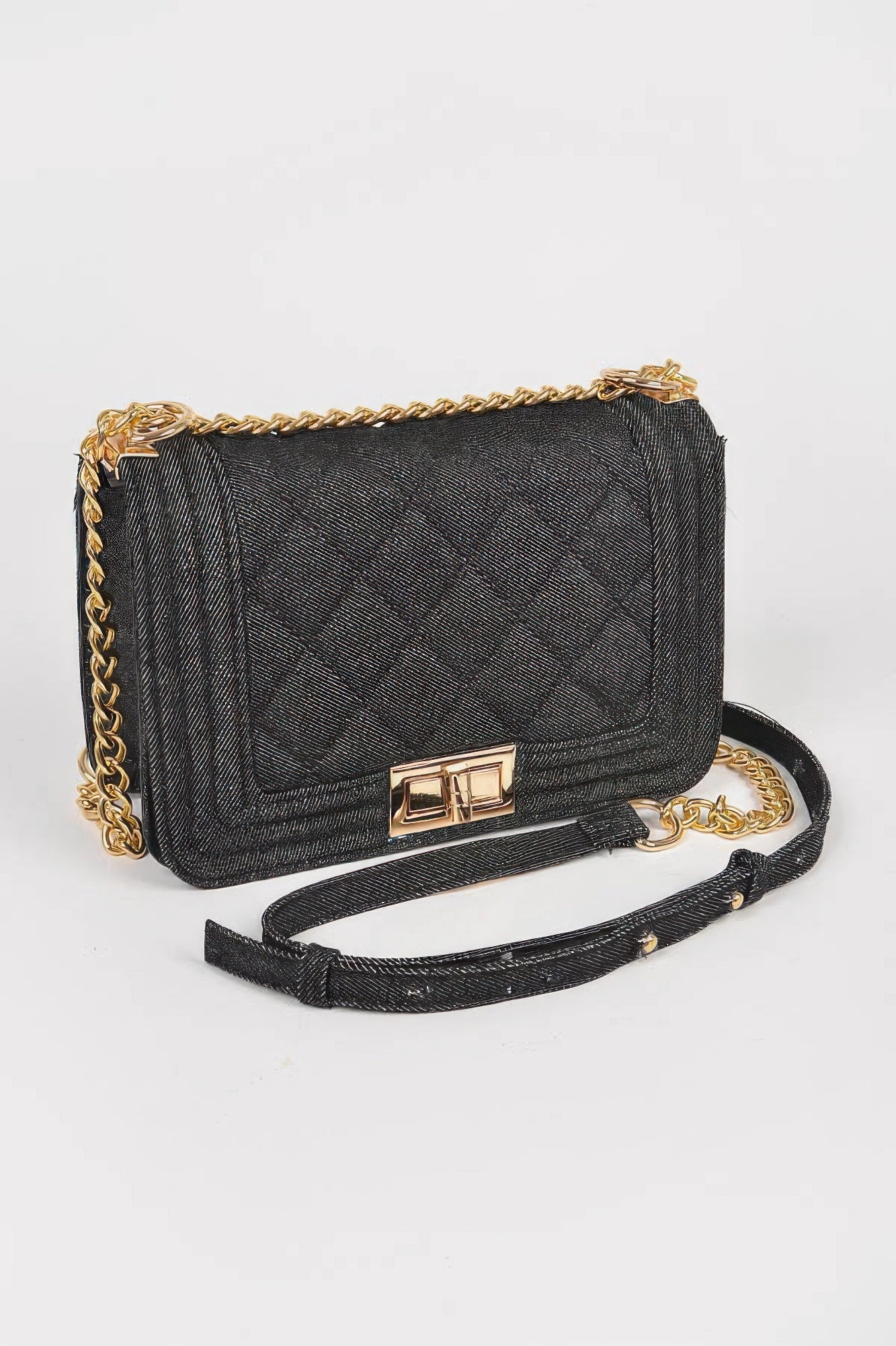 Quilted Denim Crossbody Bag
